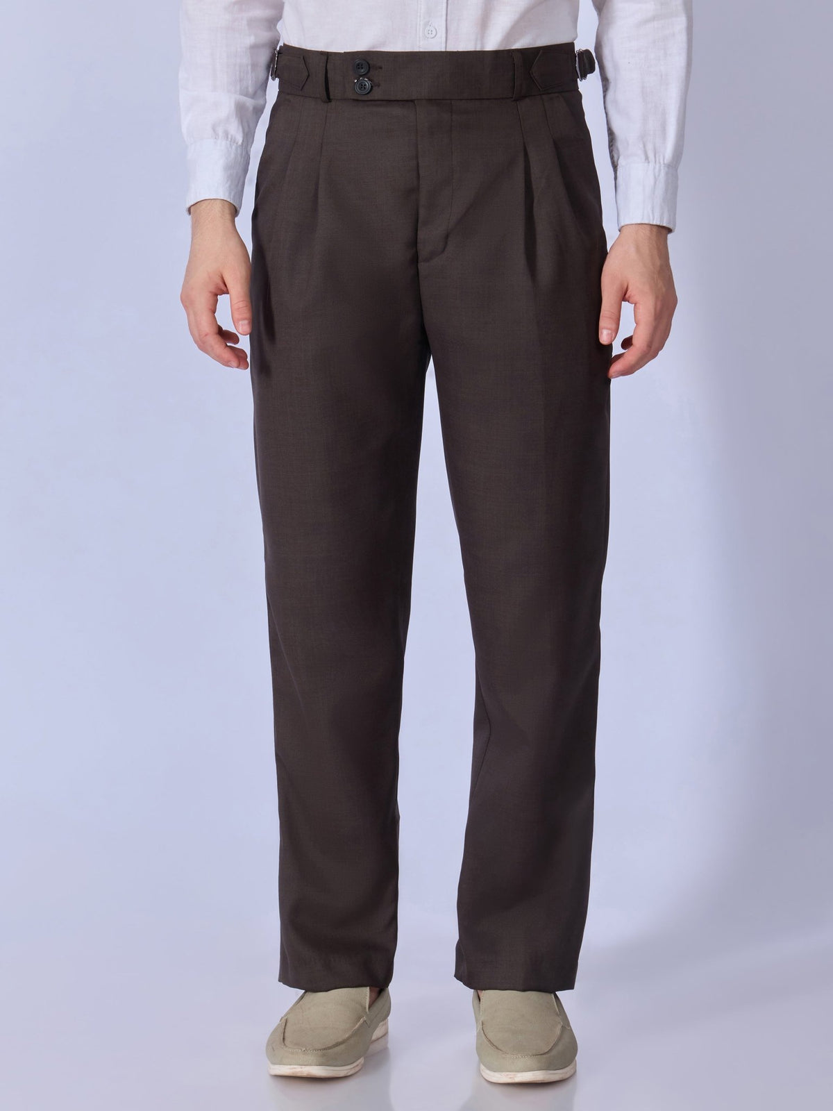 Dora - Straight Fit Gurkha Pant - Brown - Espanshe