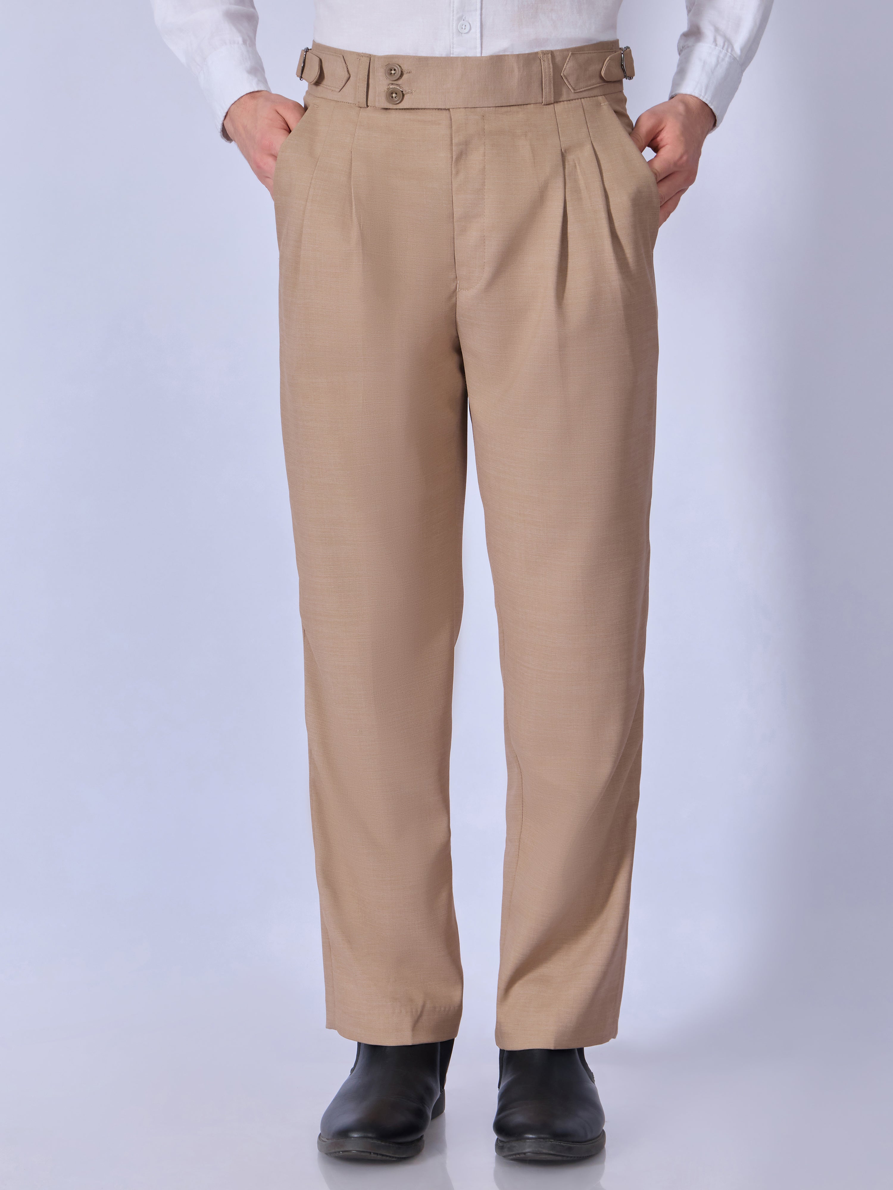 Dora - Straight Fit Gurkha Pant - Tan
