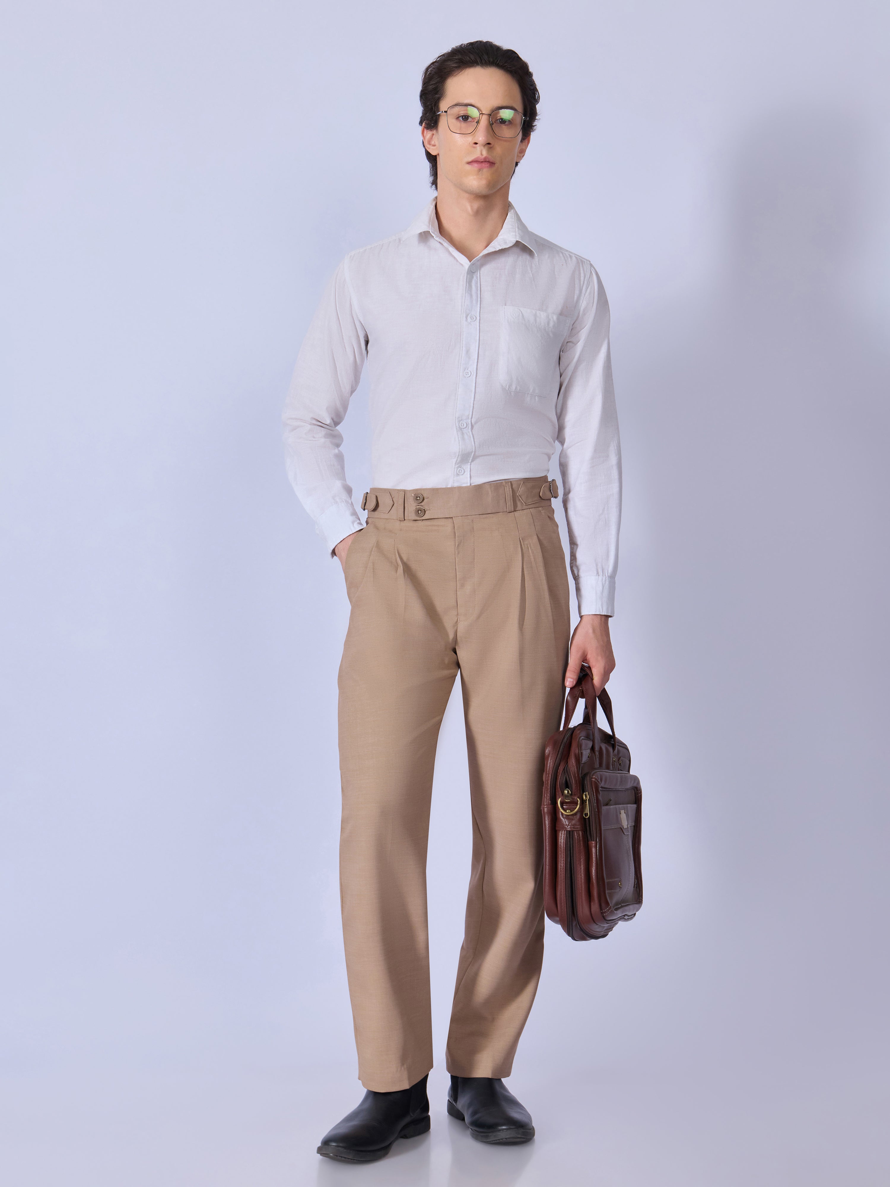 Dora - Straight Fit Gurkha Pant - Tan