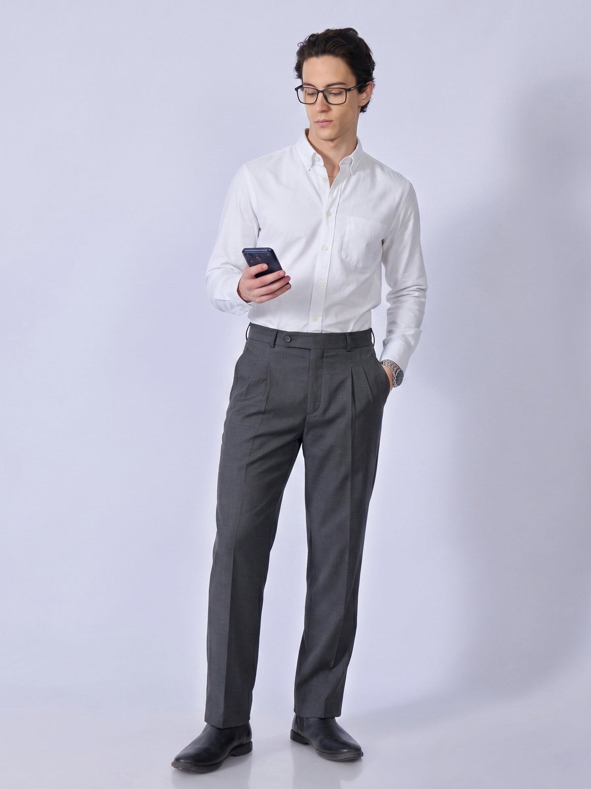 Dora - Straight Fit Gurkha Pant - Iron Grey - Espanshe