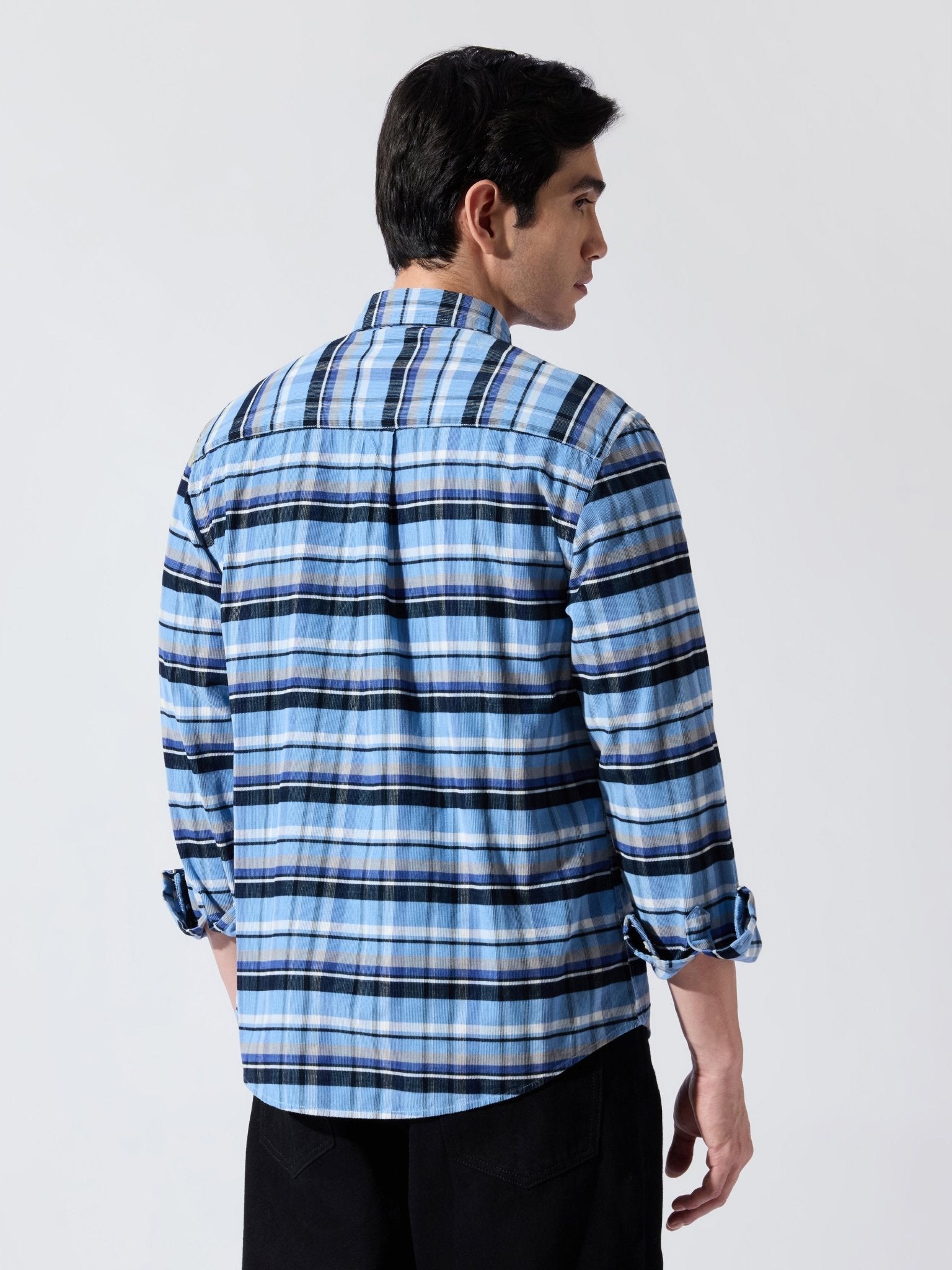 Ermiva - Corduroy Checks Shirt - Tex Blue - Espanshe