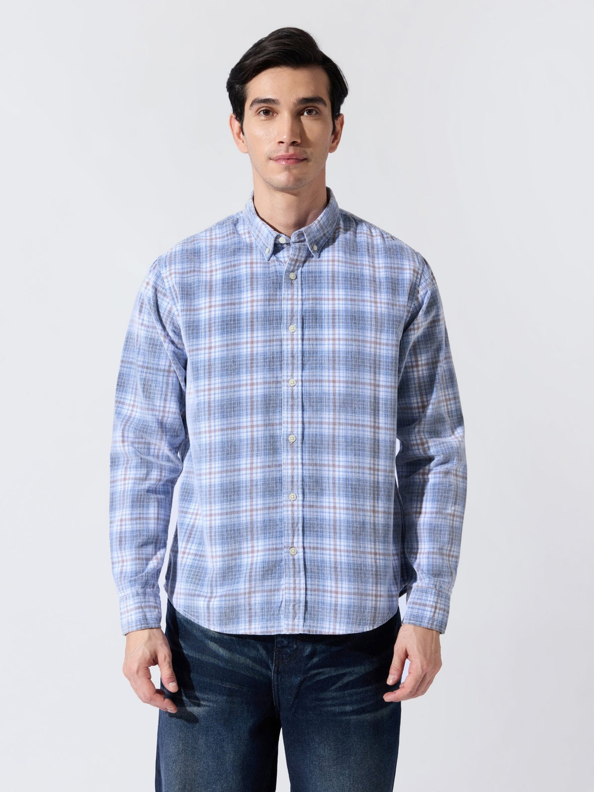 Ermiva - Corduroy Checks Shirt - Blue - Espanshe
