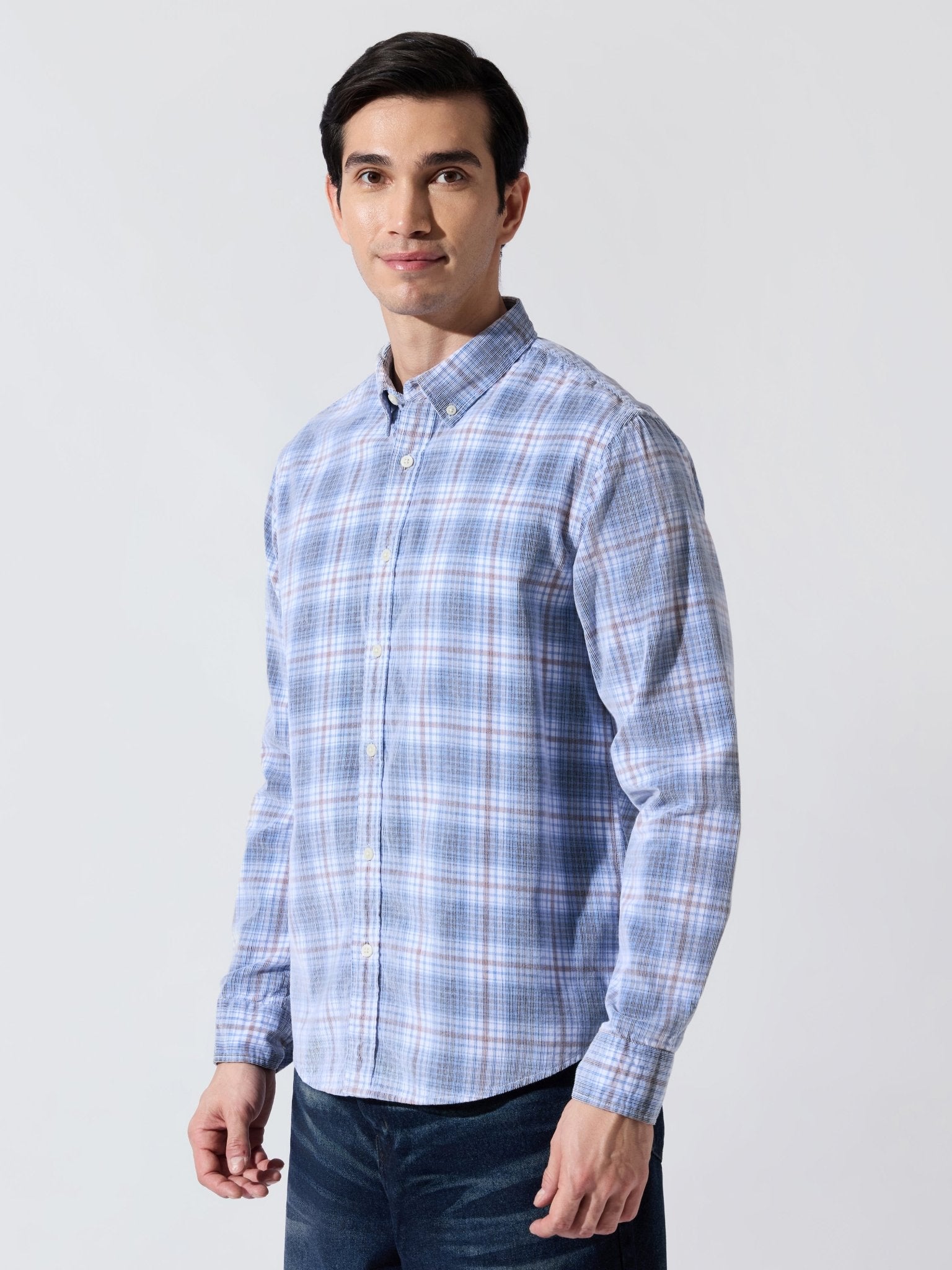 Ermiva - Corduroy Checks Shirt - Blue - Espanshe