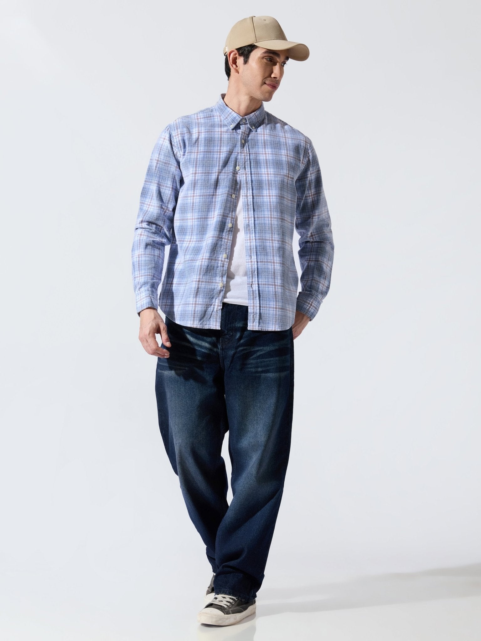 Ermiva - Corduroy Checks Shirt - Blue - Espanshe
