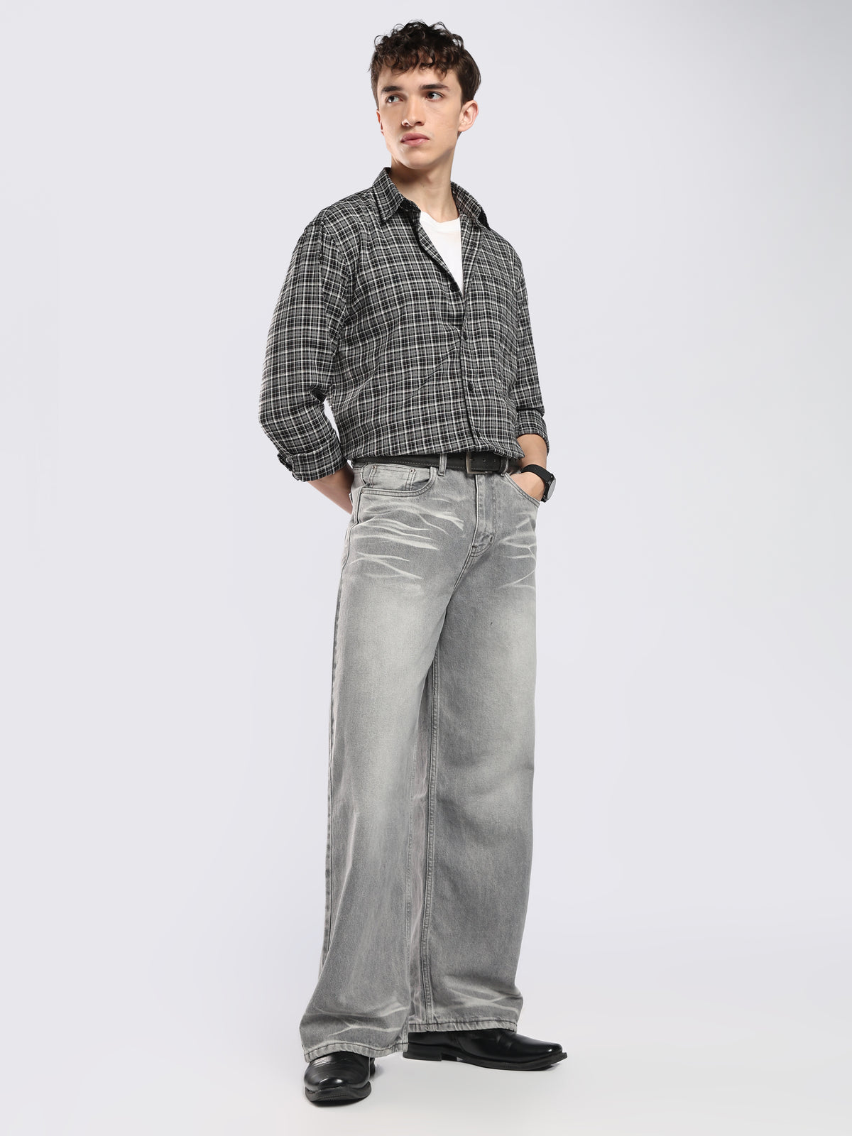 Lyona - Baggy Jeans - Mid Grey
