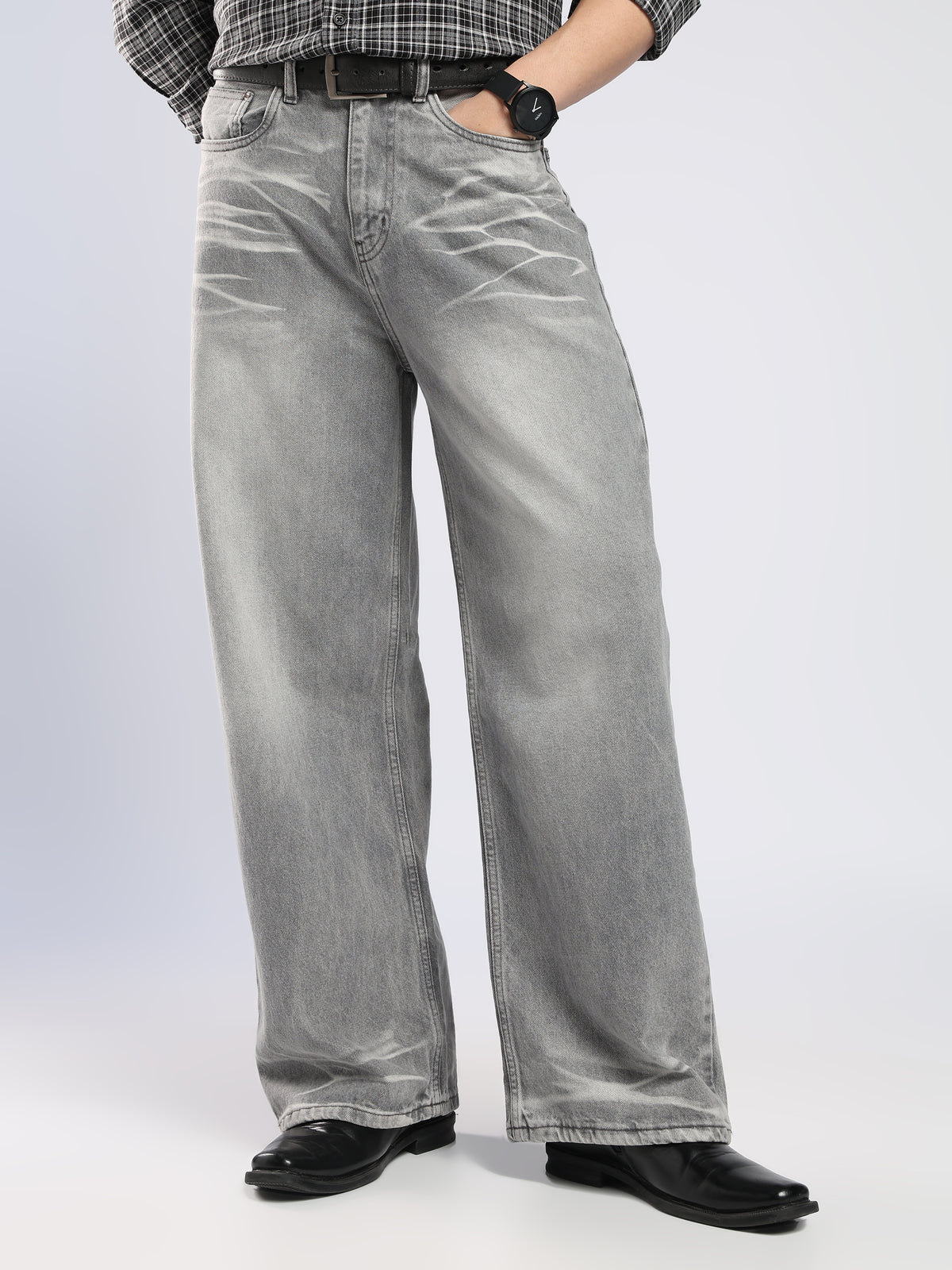 Lyona - Baggy Jeans - Mid Grey