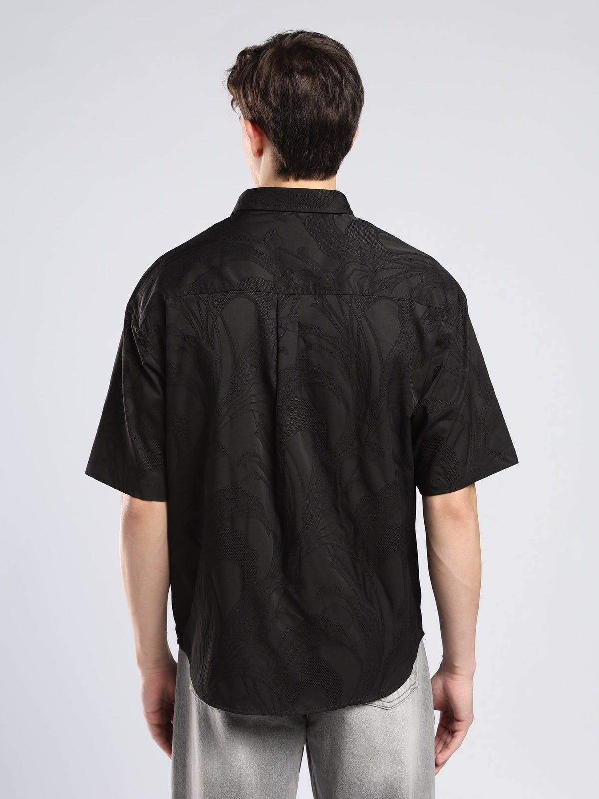 Bopha - Embroidery Half Sleeve Shirt - Black - Espanshe