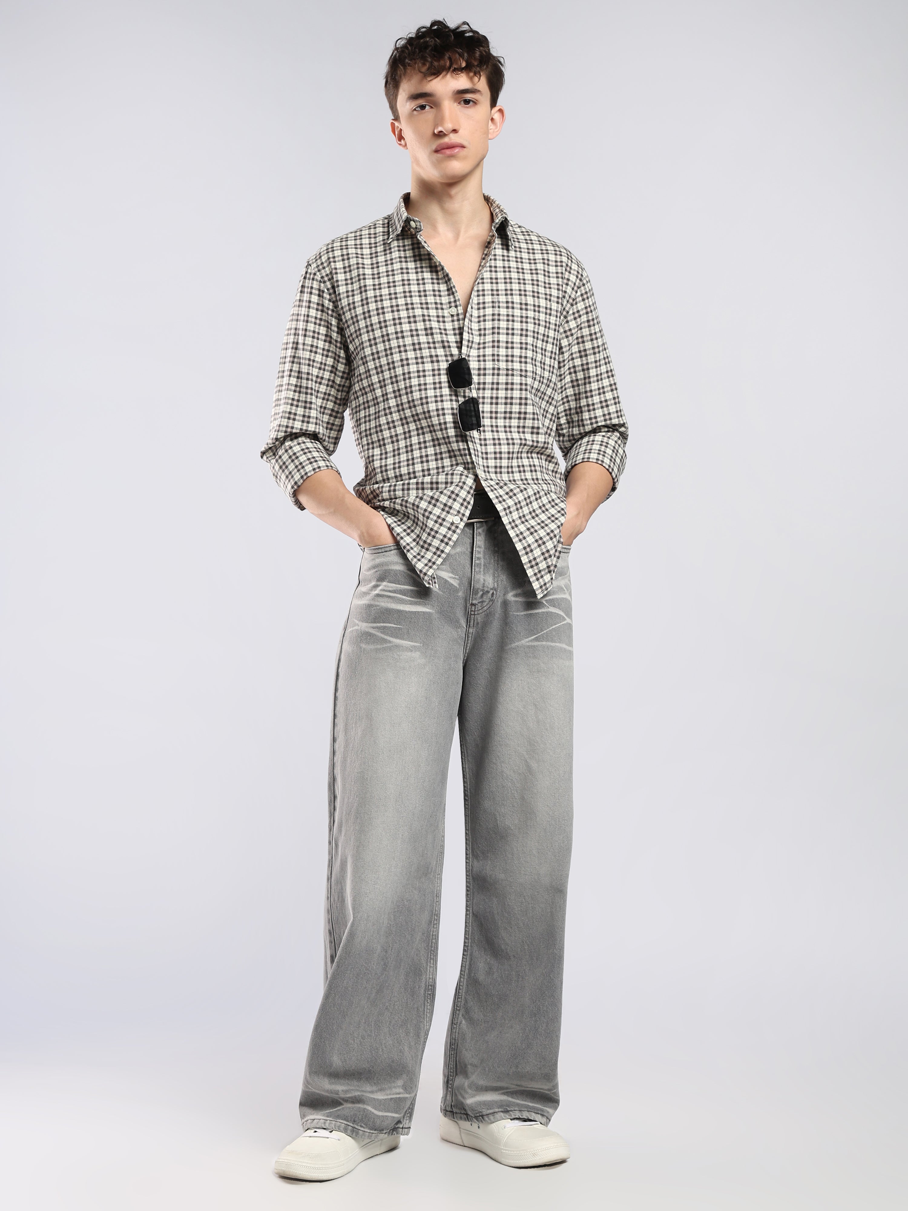 Lutana - Oxford Checks Shirt - Dark Charcoal