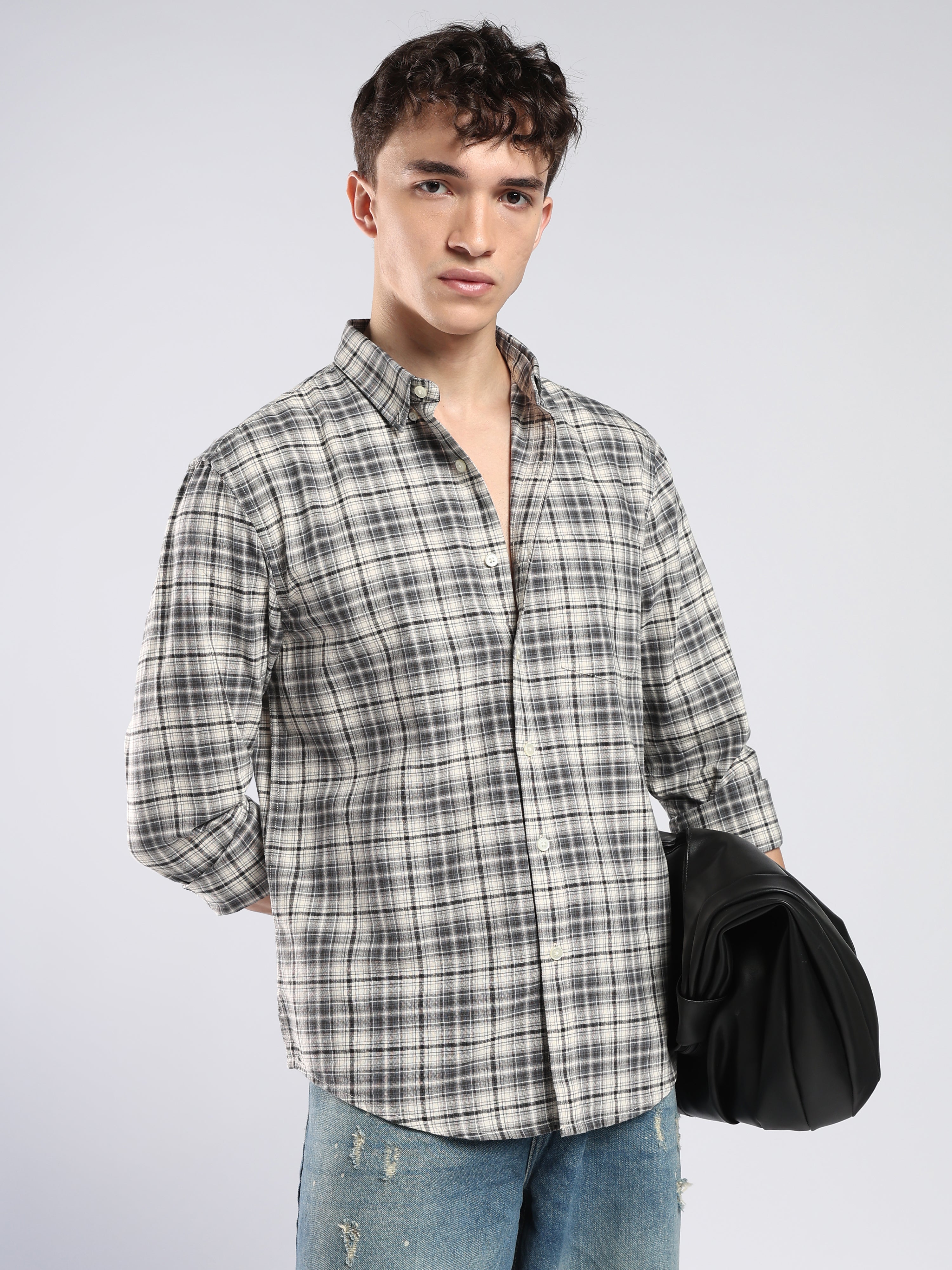 Lutana - Oxford Checks Shirt - Dark Grey
