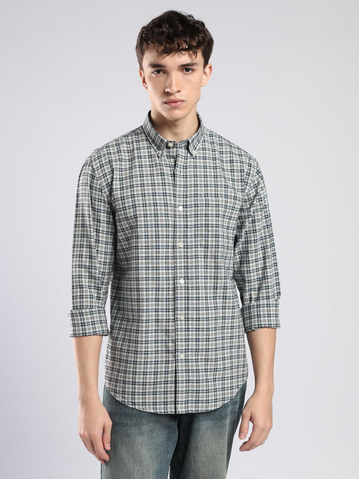 Lutana - Oxford Checks Shirt - Navy Blue - Espanshe