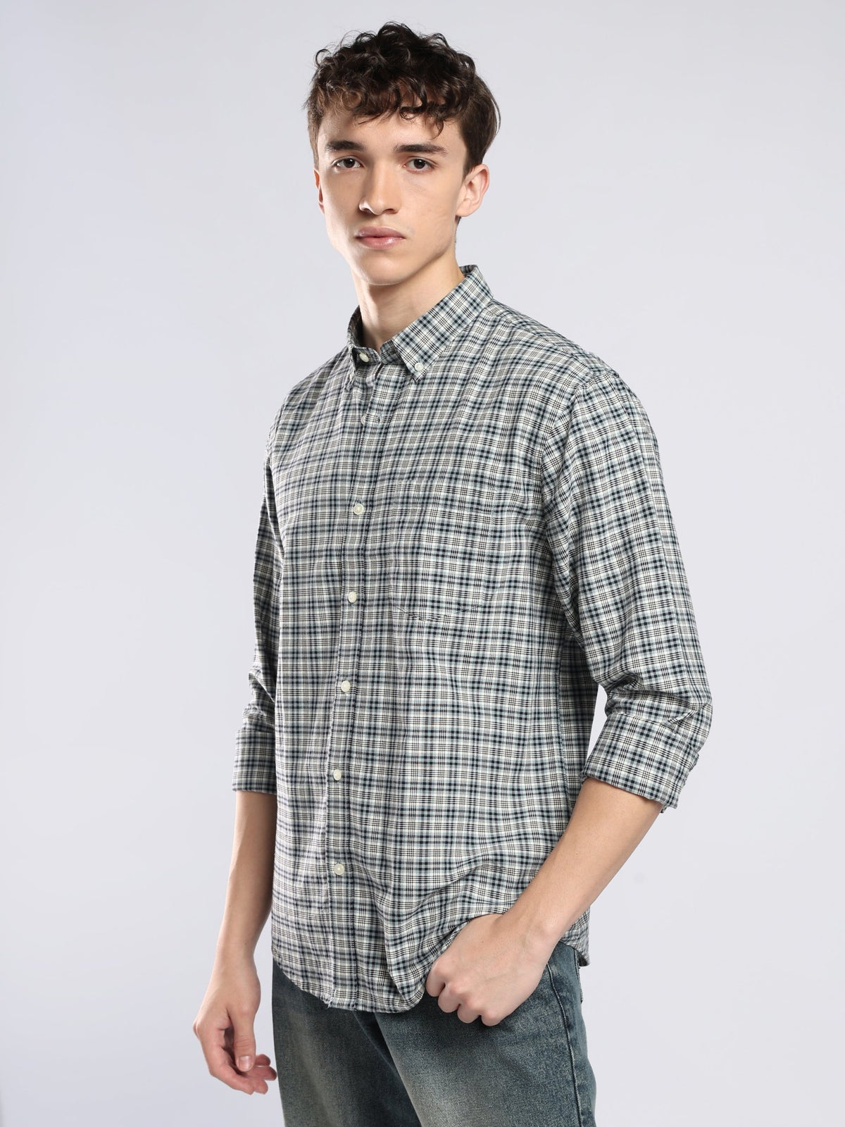 Lutana - Oxford Checks Shirt - Navy Blue - Espanshe
