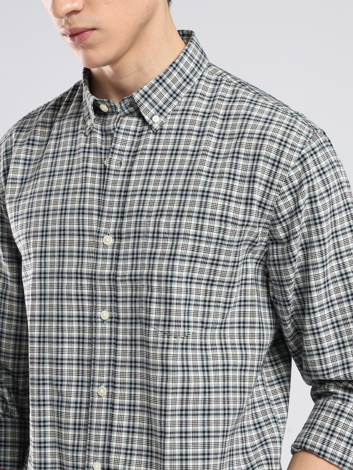 Lutana - Oxford Checks Shirt - Navy Blue - Espanshe