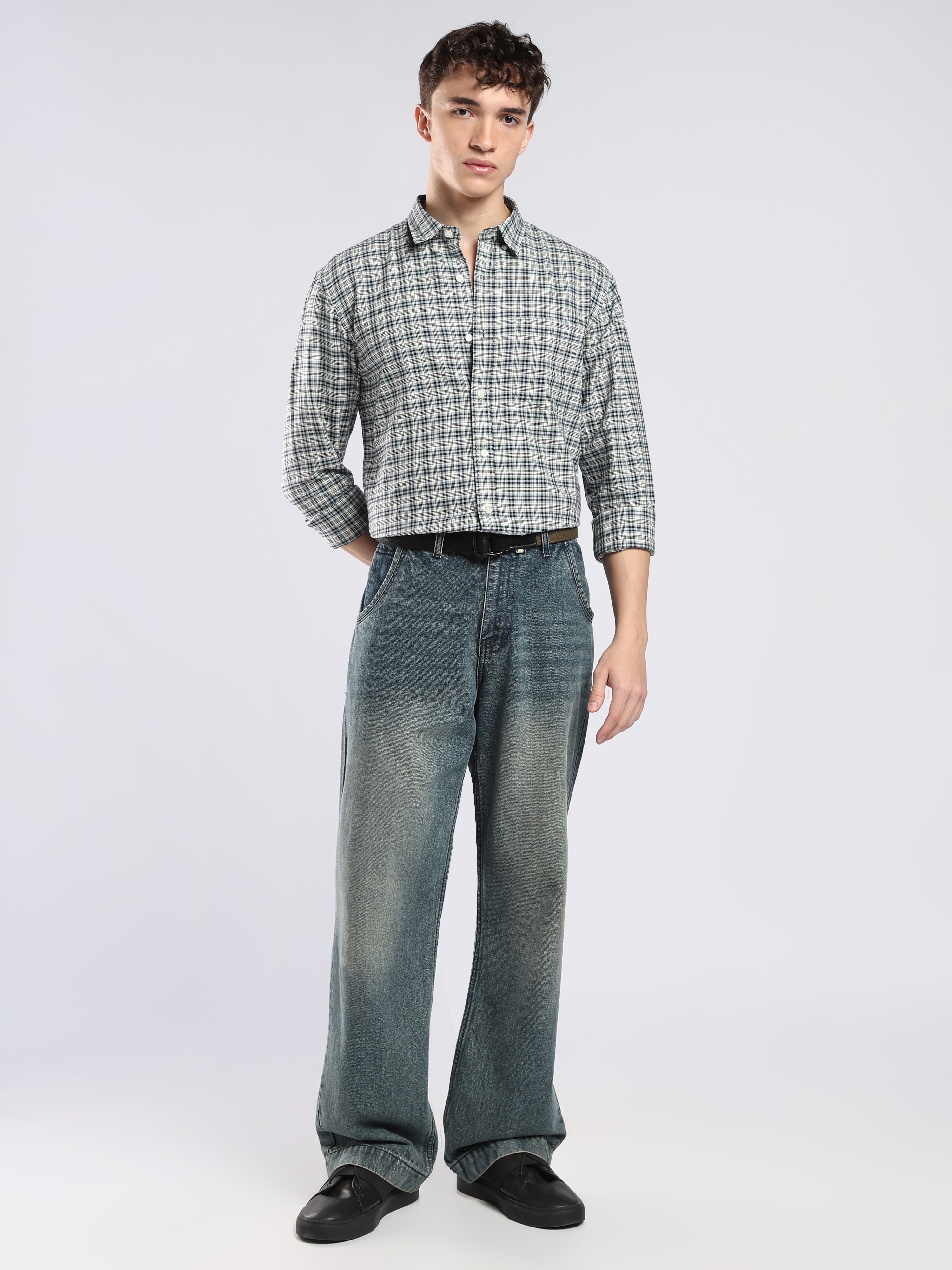Lutana - Oxford Checks Shirt - Navy Blue