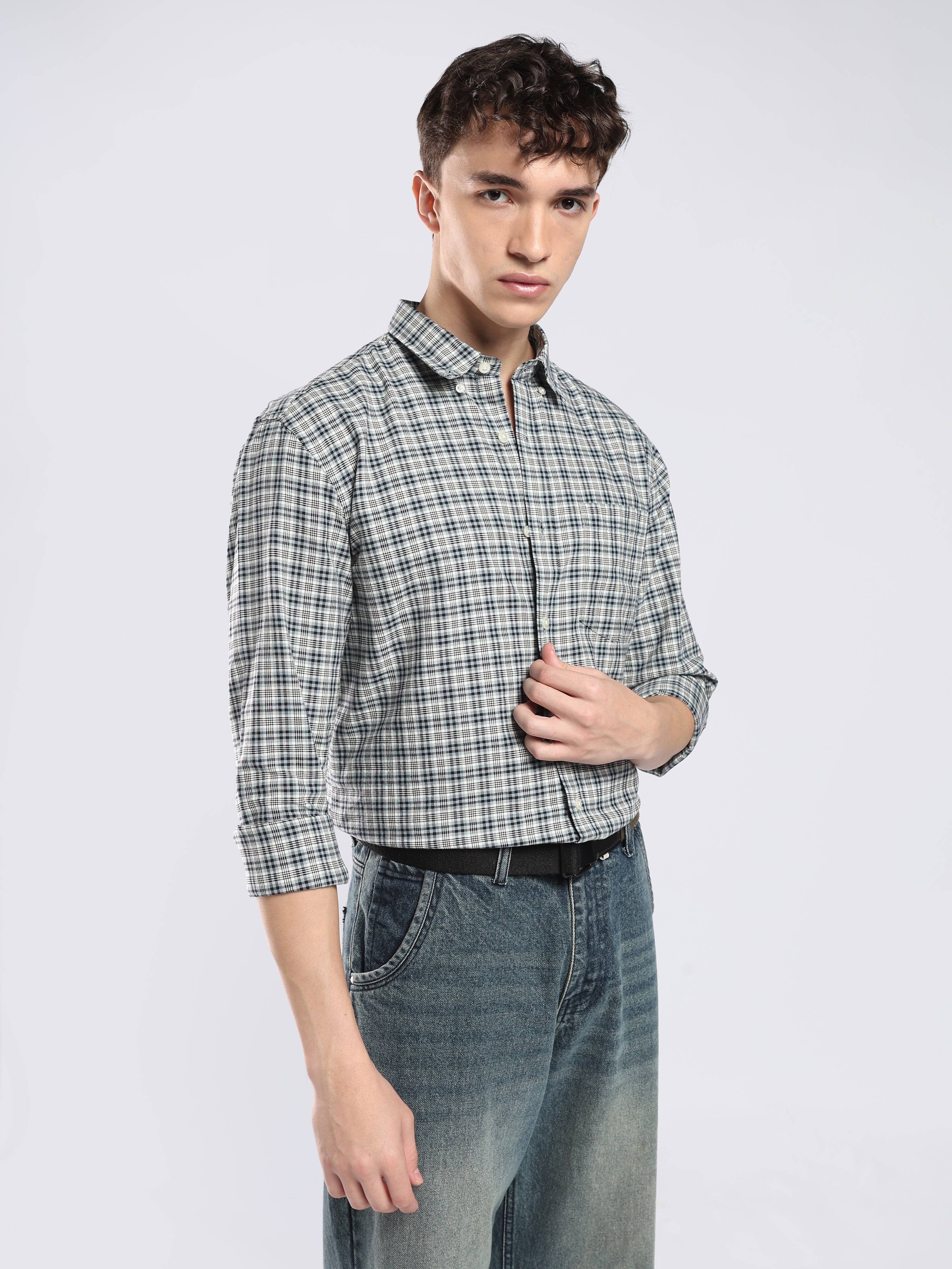 Lutana - Oxford Checks Shirt - Navy Blue