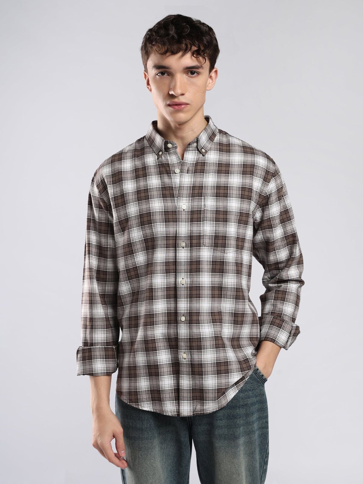 Lutana - Oxford Checks Shirt - Brown - Espanshe
