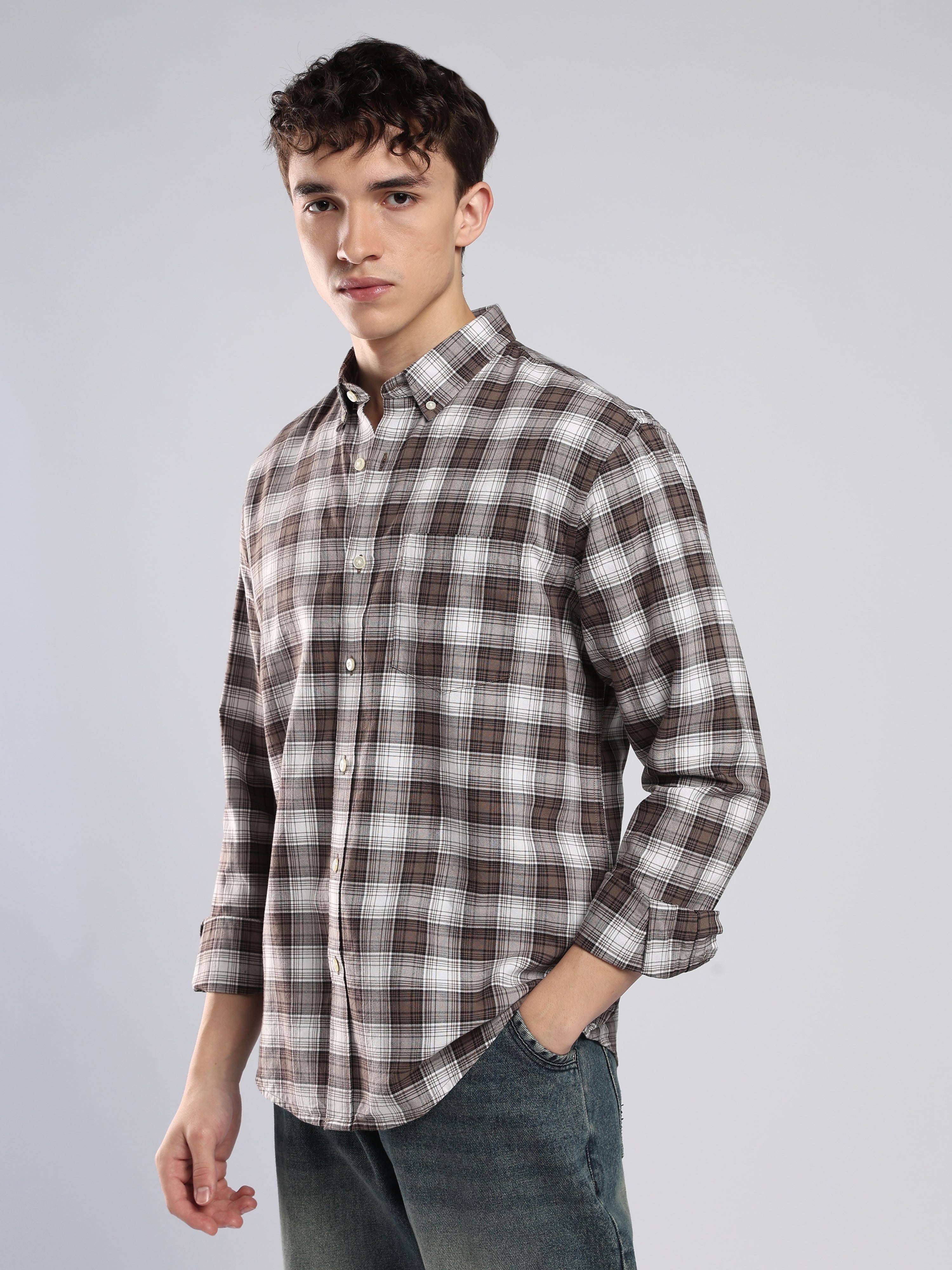 Lutana - Oxford Checks Shirt - Brown