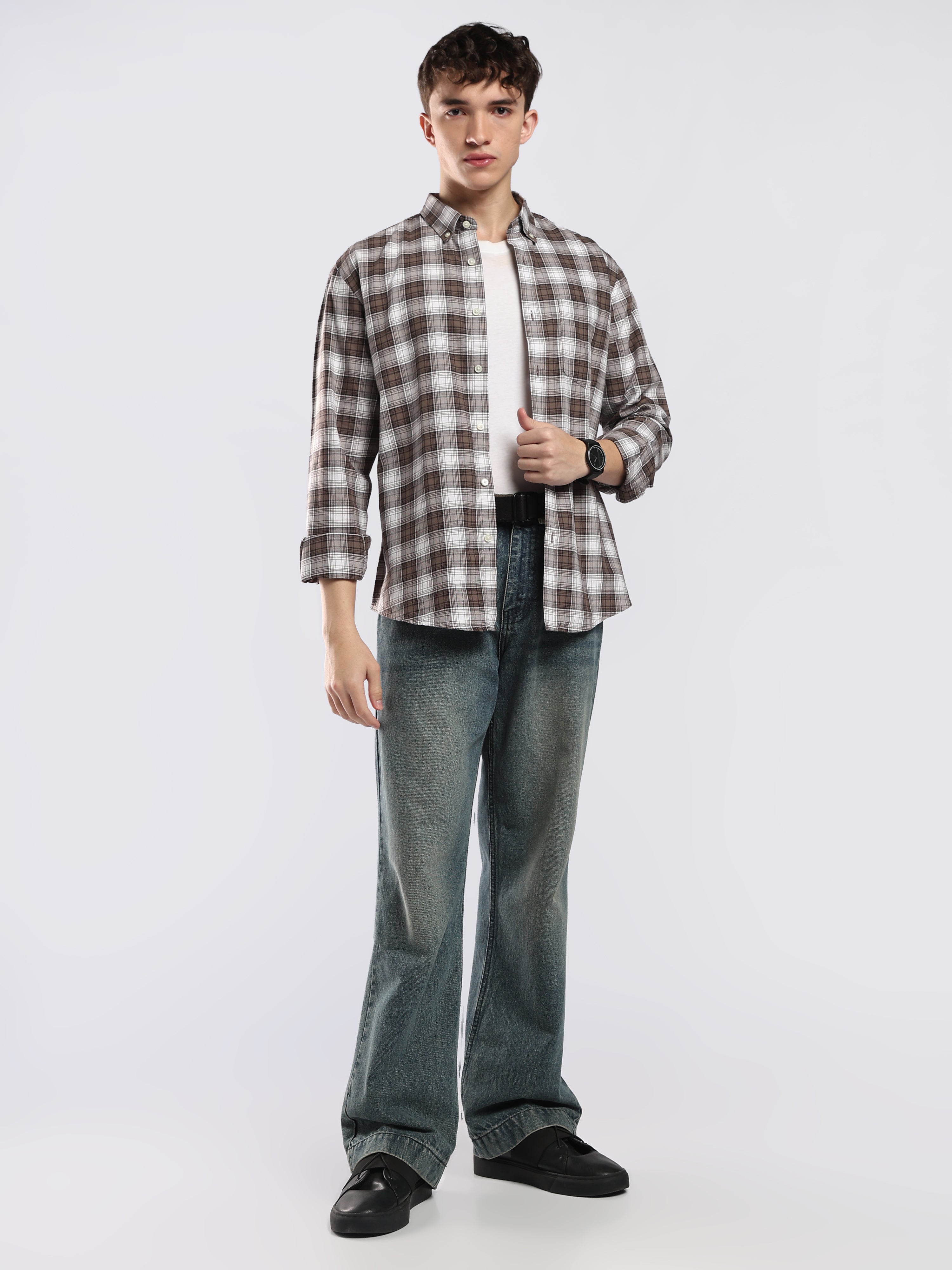 Lutana - Oxford Checks Shirt - Brown