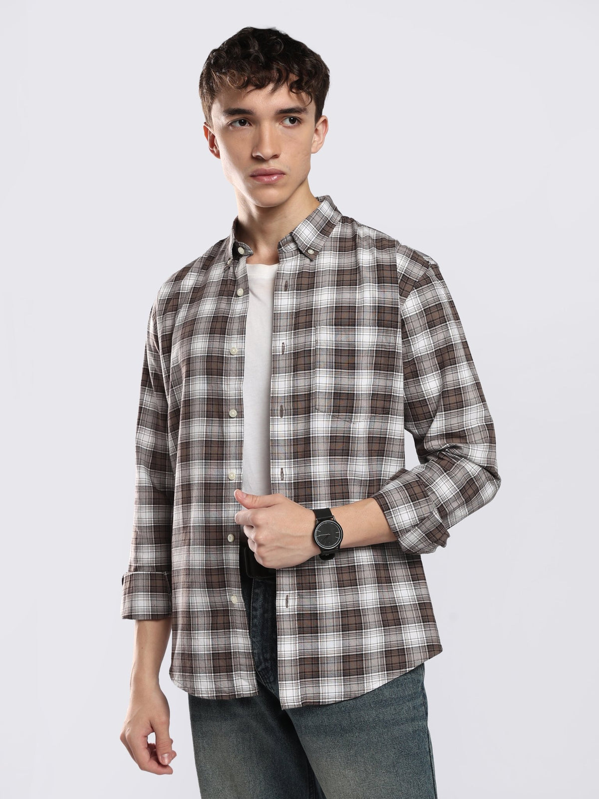 Lutana - Oxford Checks Shirt - Brown - Espanshe