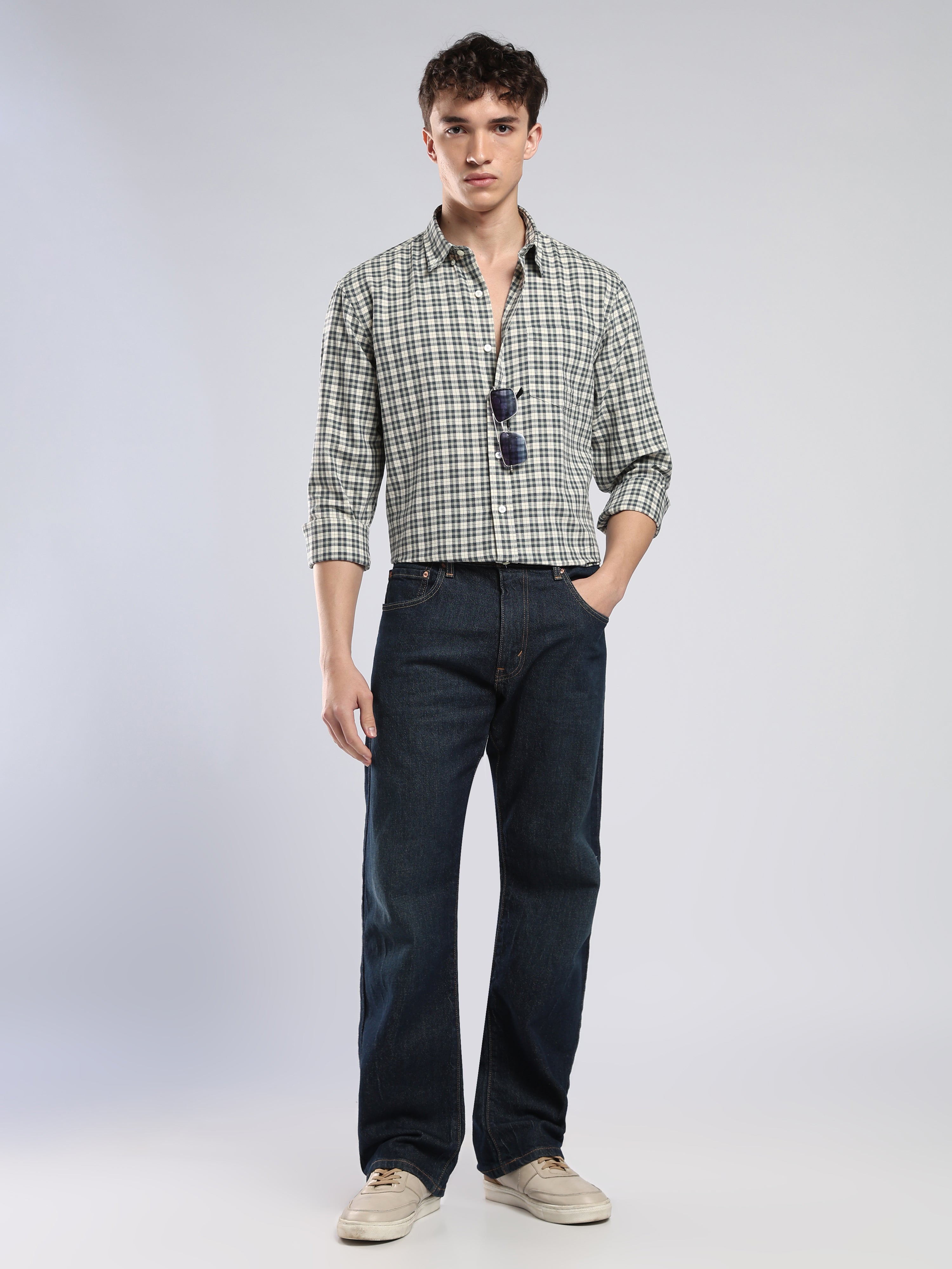 Lutana - Oxford Checks Shirt - Olive Grey