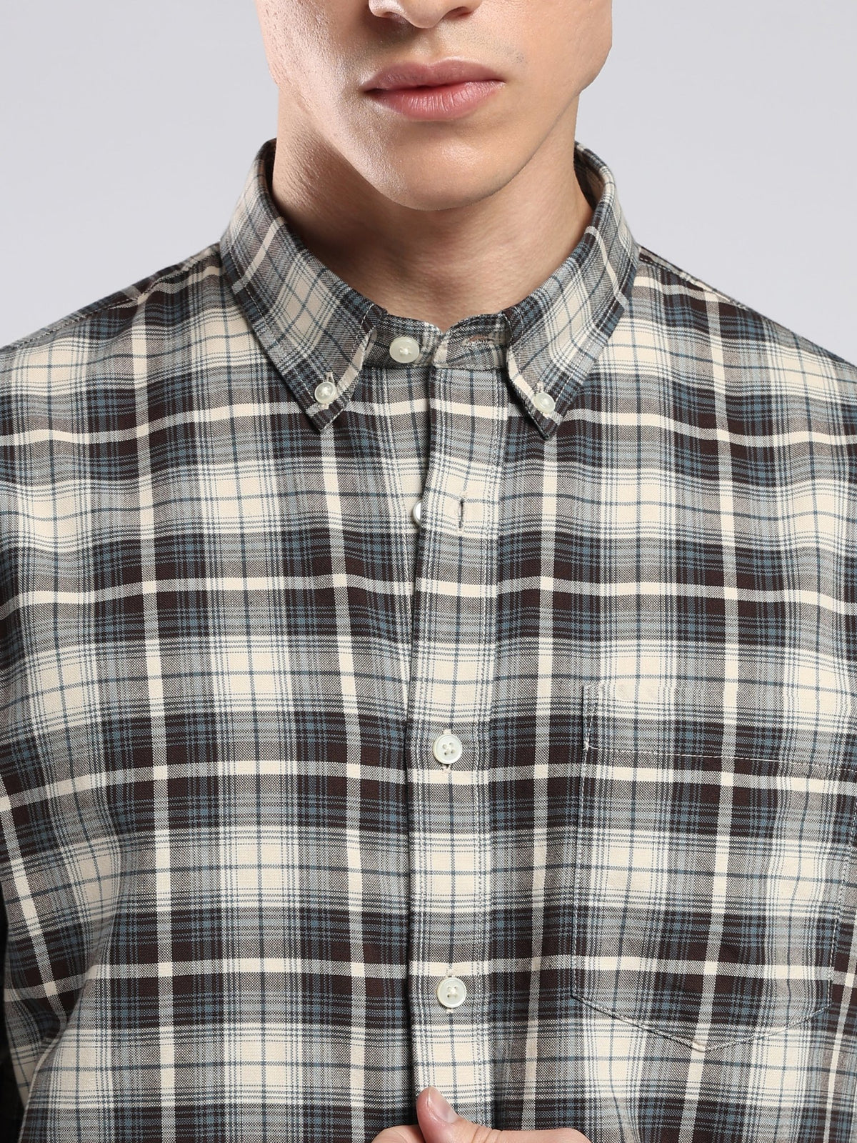 Lutana - Oxford Checks Shirt - Dark Brown - Espanshe