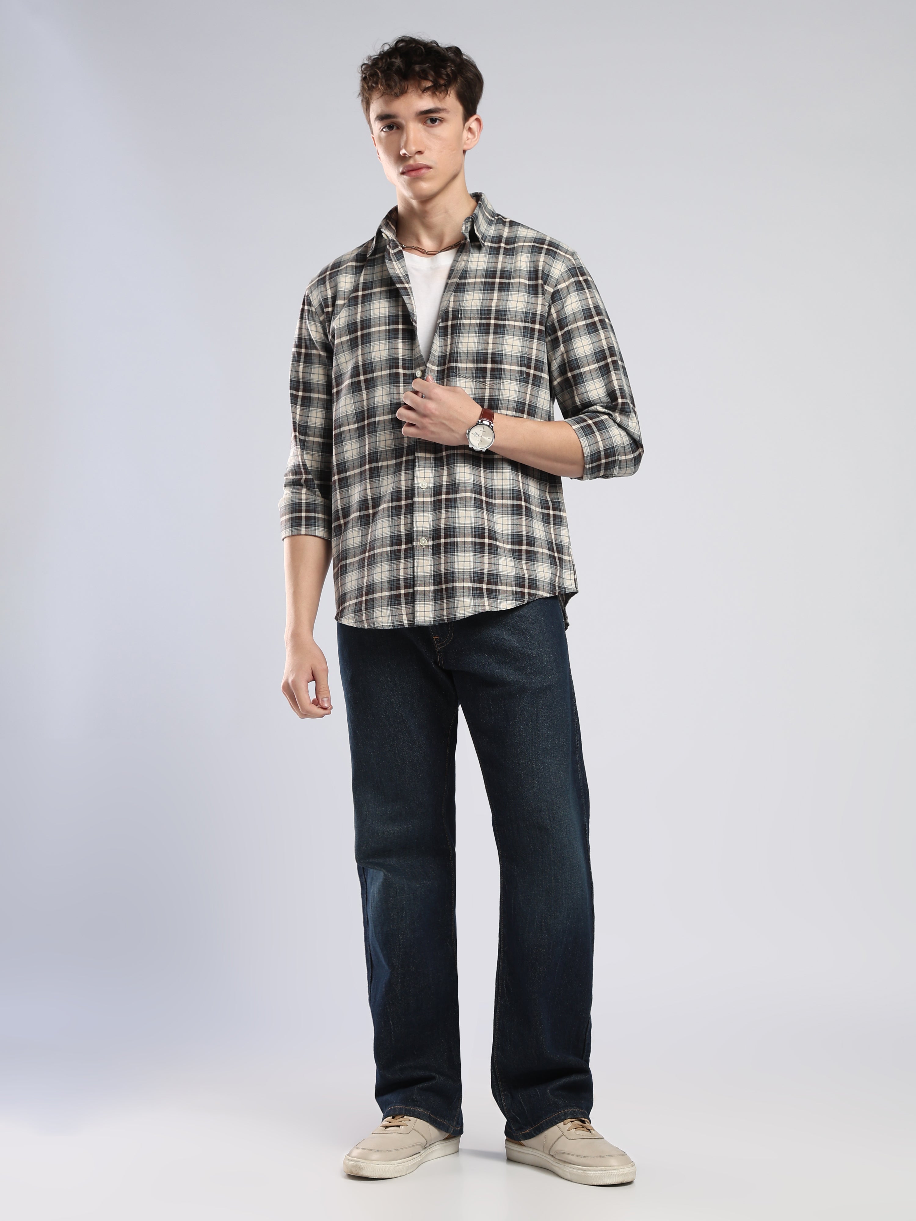 Lutana - Oxford Checks Shirt - Dark Brown