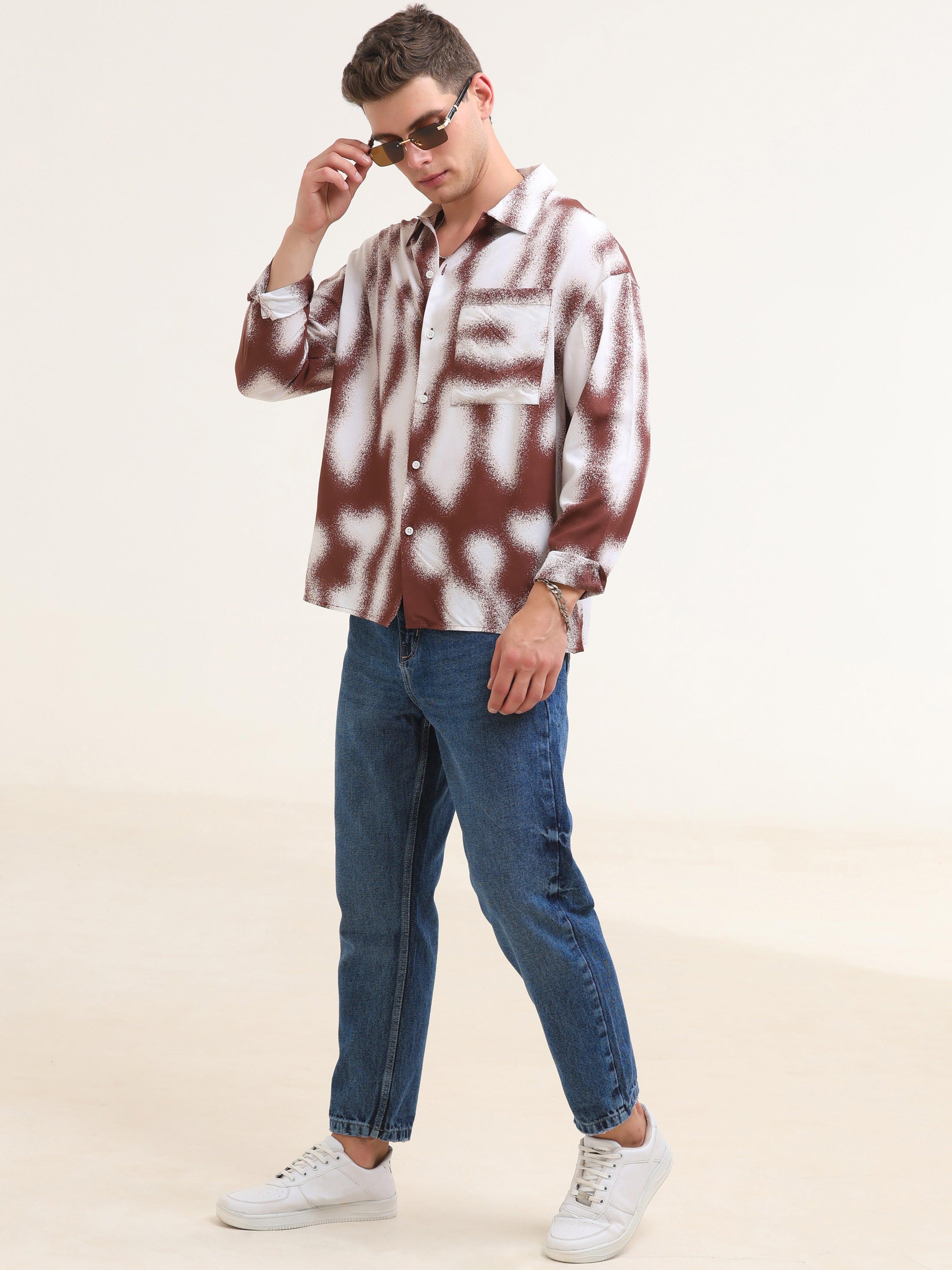 Tezee Baggy Printed Shirt- Maroon - Espanshe
baggy shirt for men
printed baggy shirt for men