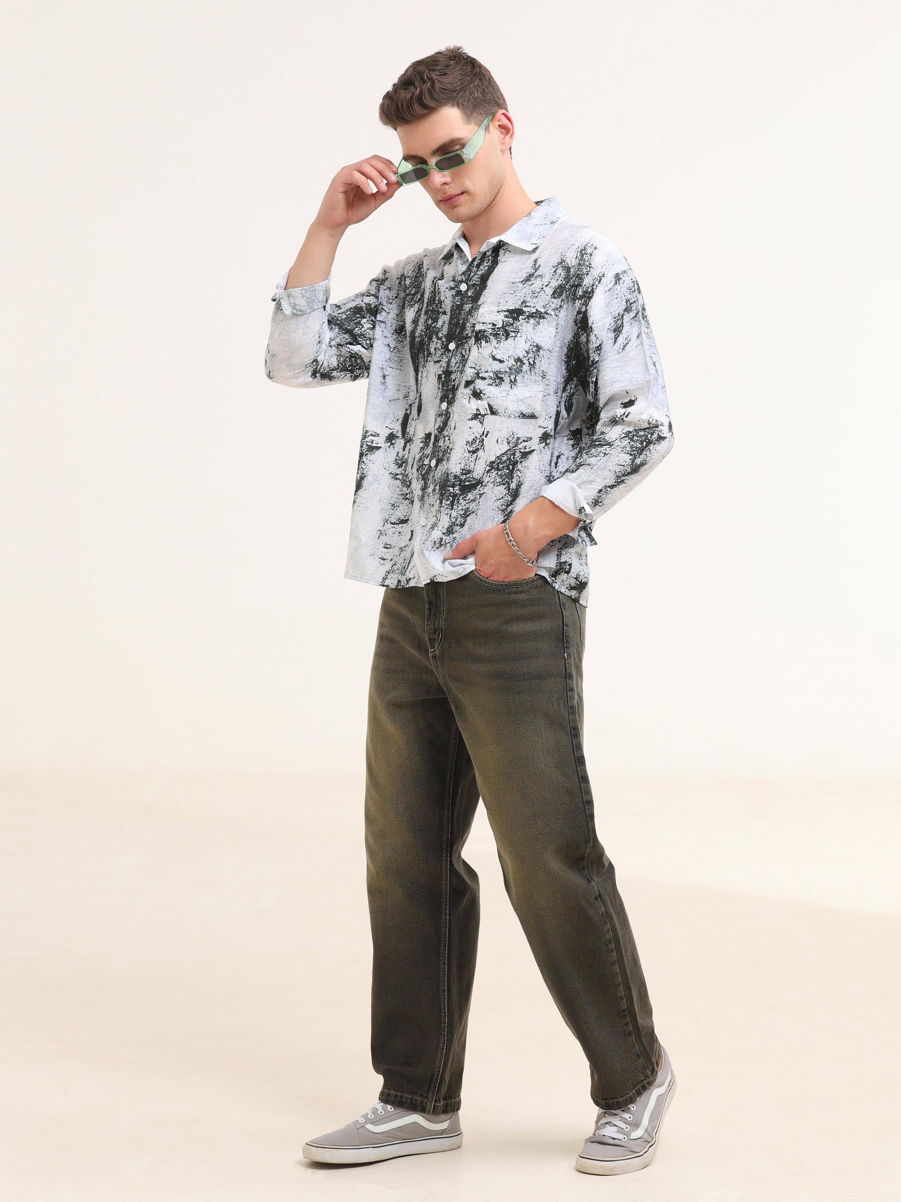 Tar Baggy Printed Shirt- Green - Espanshe
baggy shirt for men
printed baggy shirt for men