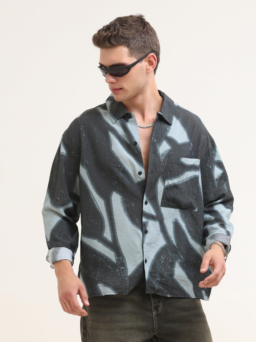 Tam Baggy Abstract Printed Shirt - Blue - Espanshe
baggy shirt for men
printed baggy shirt for men