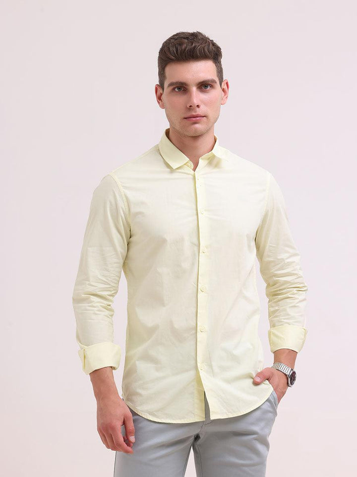 Orchida Plain Full Sleeve Poplin Shirt Yellow - Espanshe