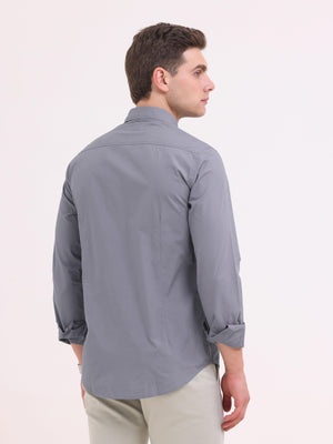 Orchida Plain Full Sleeve Poplin Shirt - Gray - Espanshe