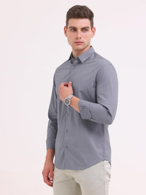Orchida Plain Full Sleeve Poplin Shirt - Gray - Espanshe