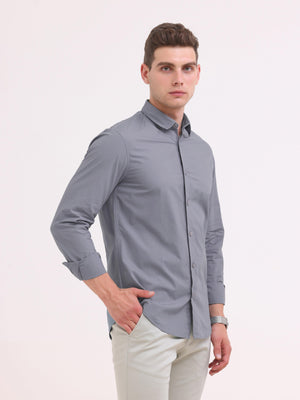 Orchida Plain Full Sleeve Poplin Shirt - Gray - Espanshe