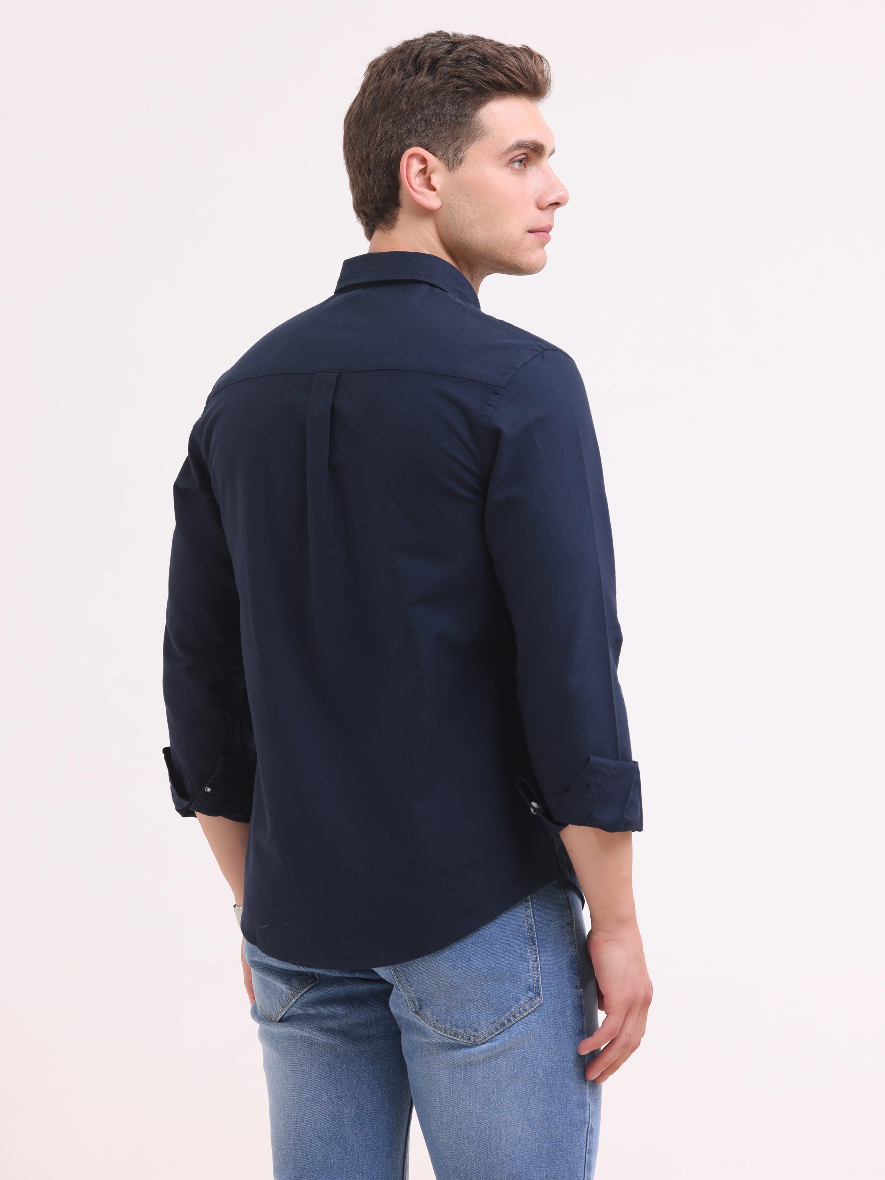 Celest Oxford Shirt - Navy Blue - Espanshe