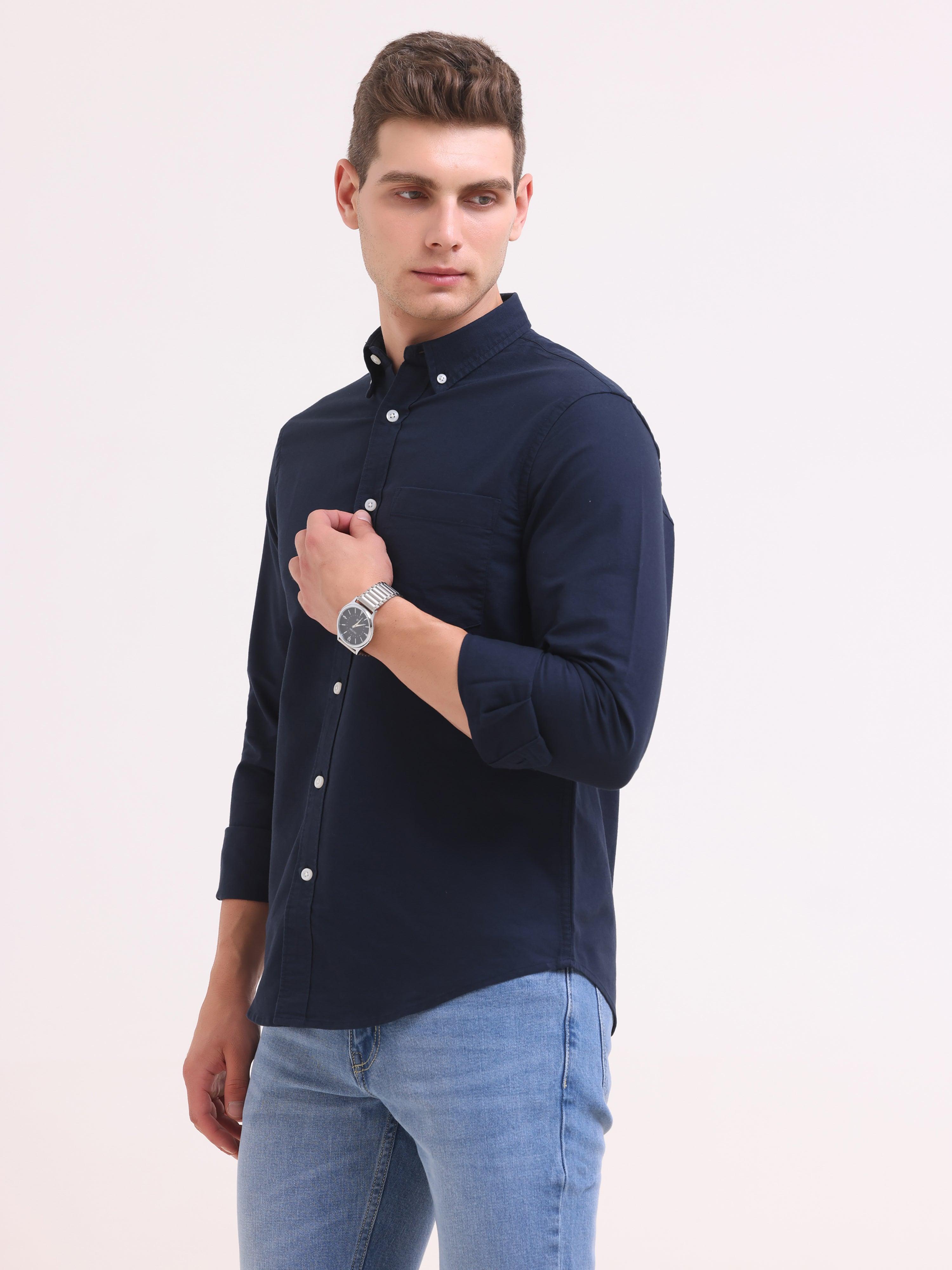 Celest Oxford Shirt - Navy Blue - Espanshe