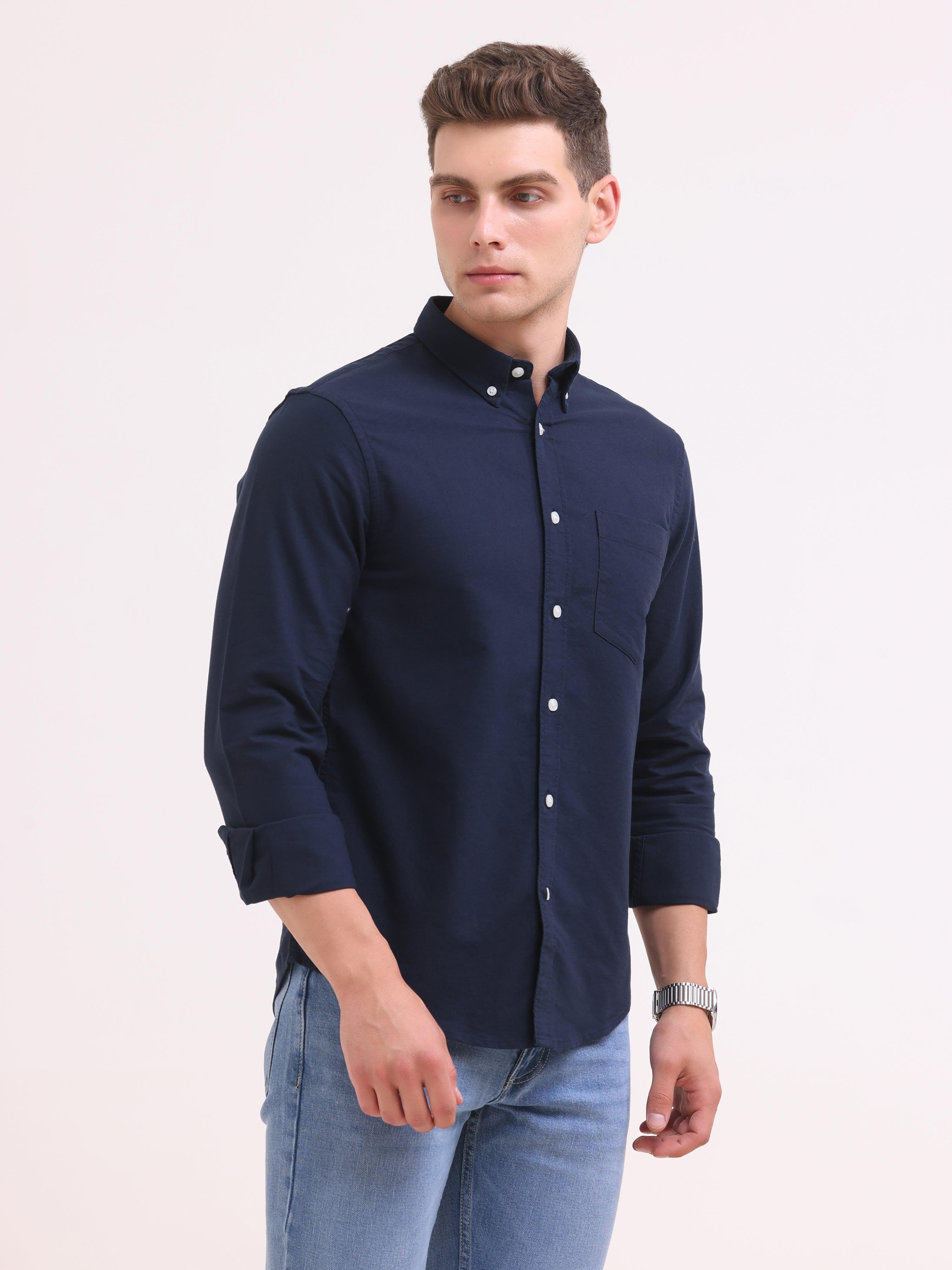 Celest Oxford Shirt - Navy Blue - Espanshe