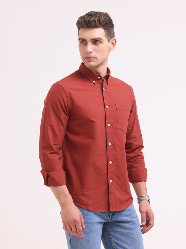 Celest Oxford Shirt - Red - Espanshe