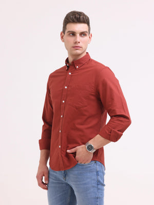 Celest Oxford Shirt - Red - Espanshe