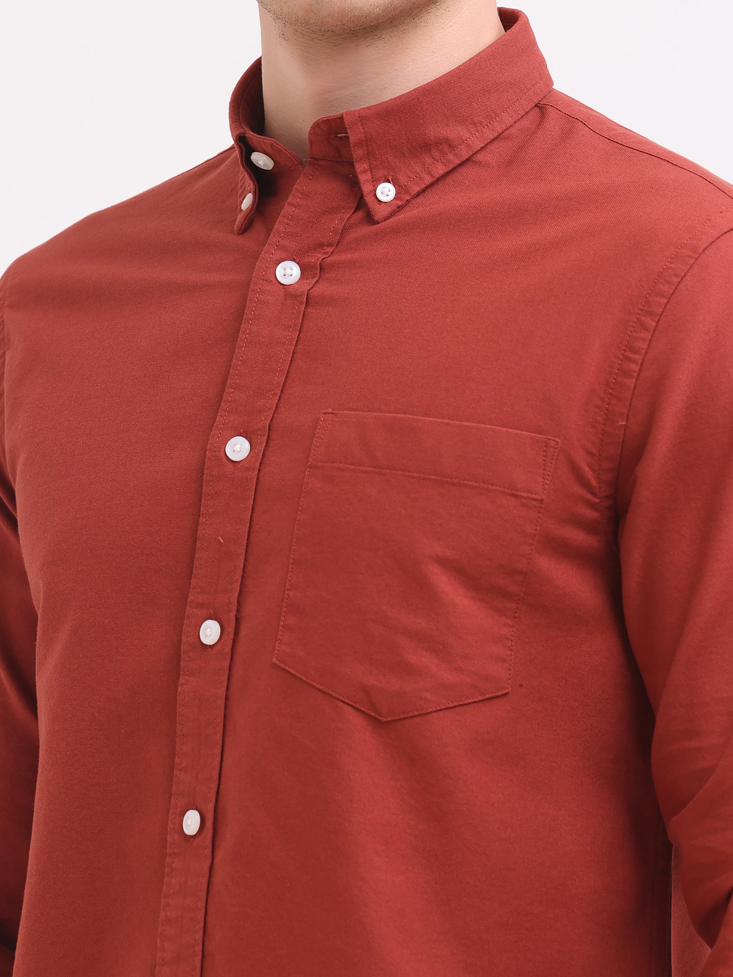Celest Oxford Shirt - Red - Espanshe