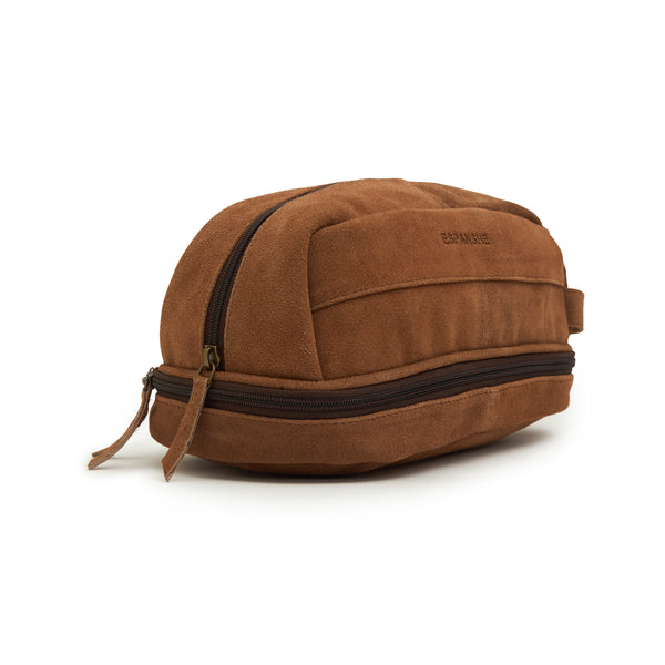 Godfrey - Suede Leather Cosmetic Bag - Tan