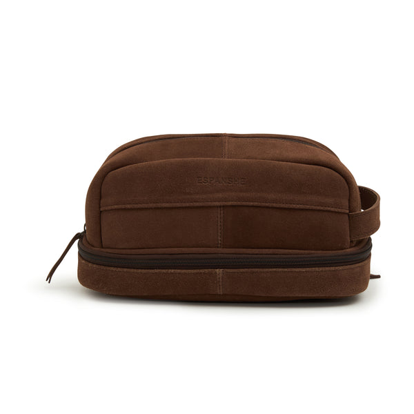 Godfrey -Suede Leather Cosmetic Bag - Brown