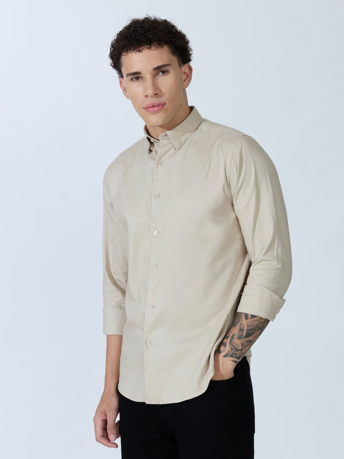 Farana - Beige Dobby Shirt - Espanshe