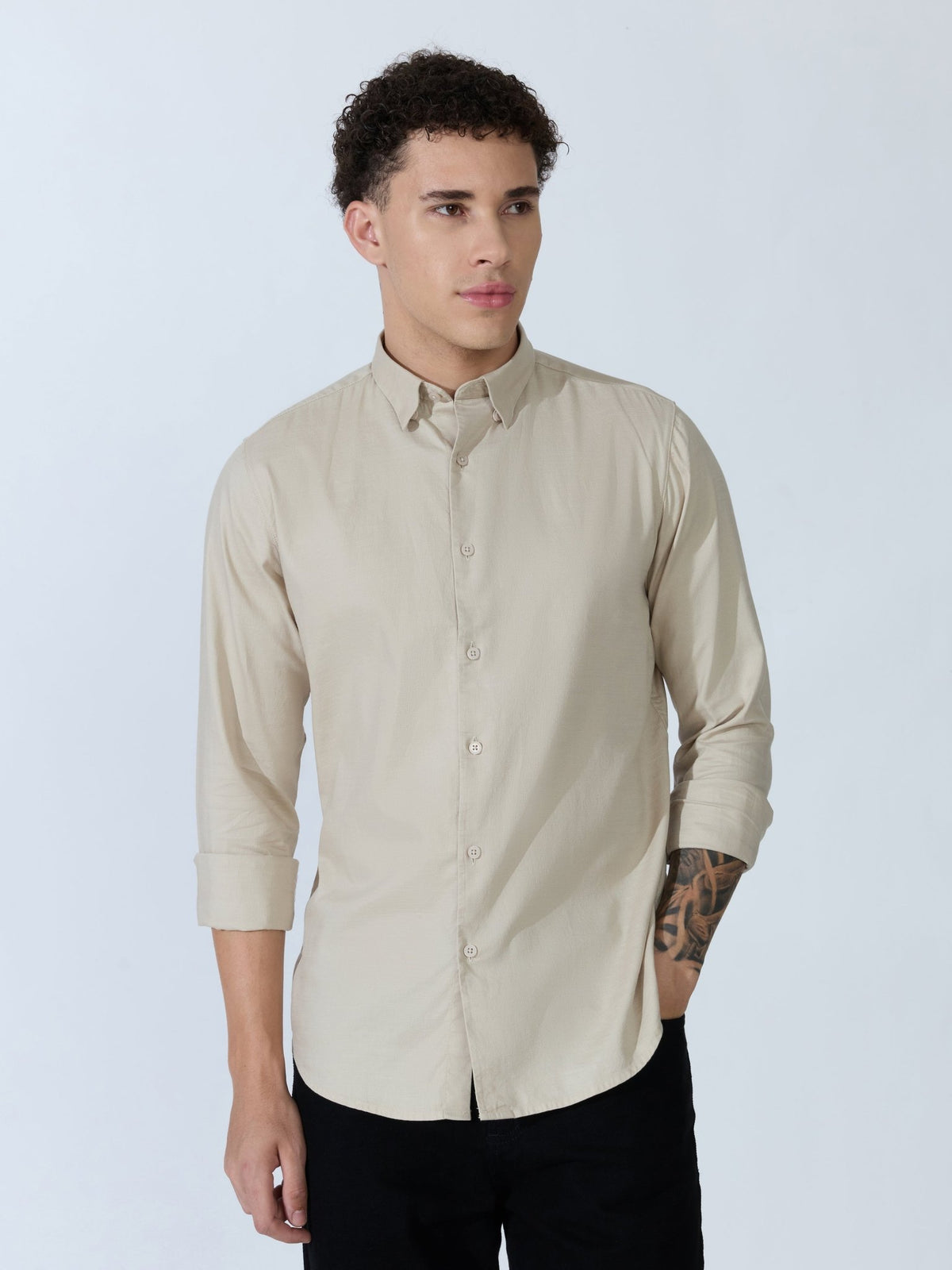 Farana - Beige Dobby Shirt - Espanshe