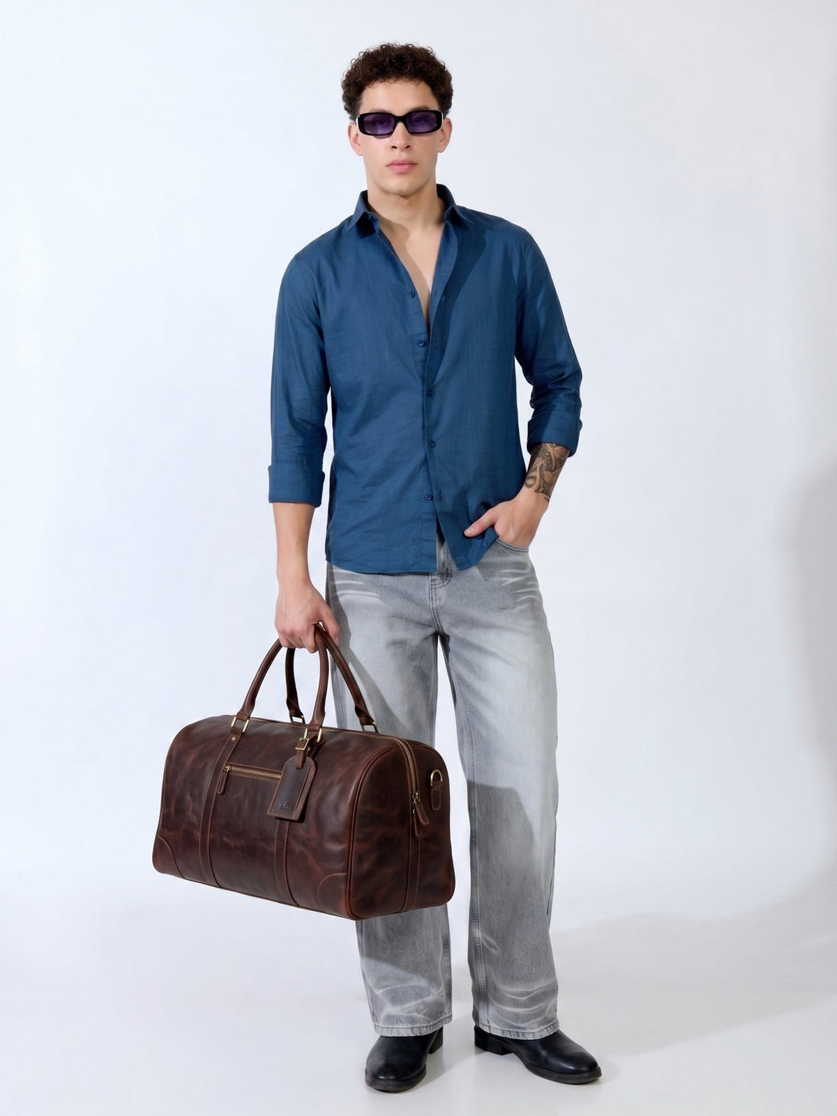 Farana - Navy Blue Dobby Shirt - Espanshe