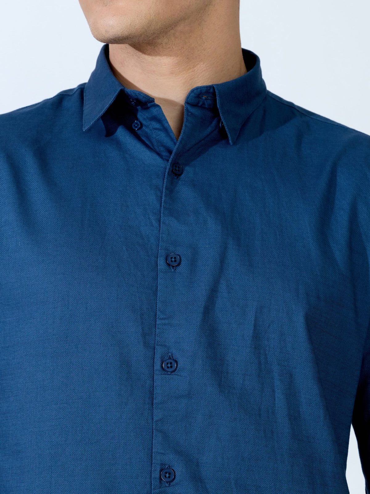 Farana - Navy Blue Dobby Shirt - Espanshe