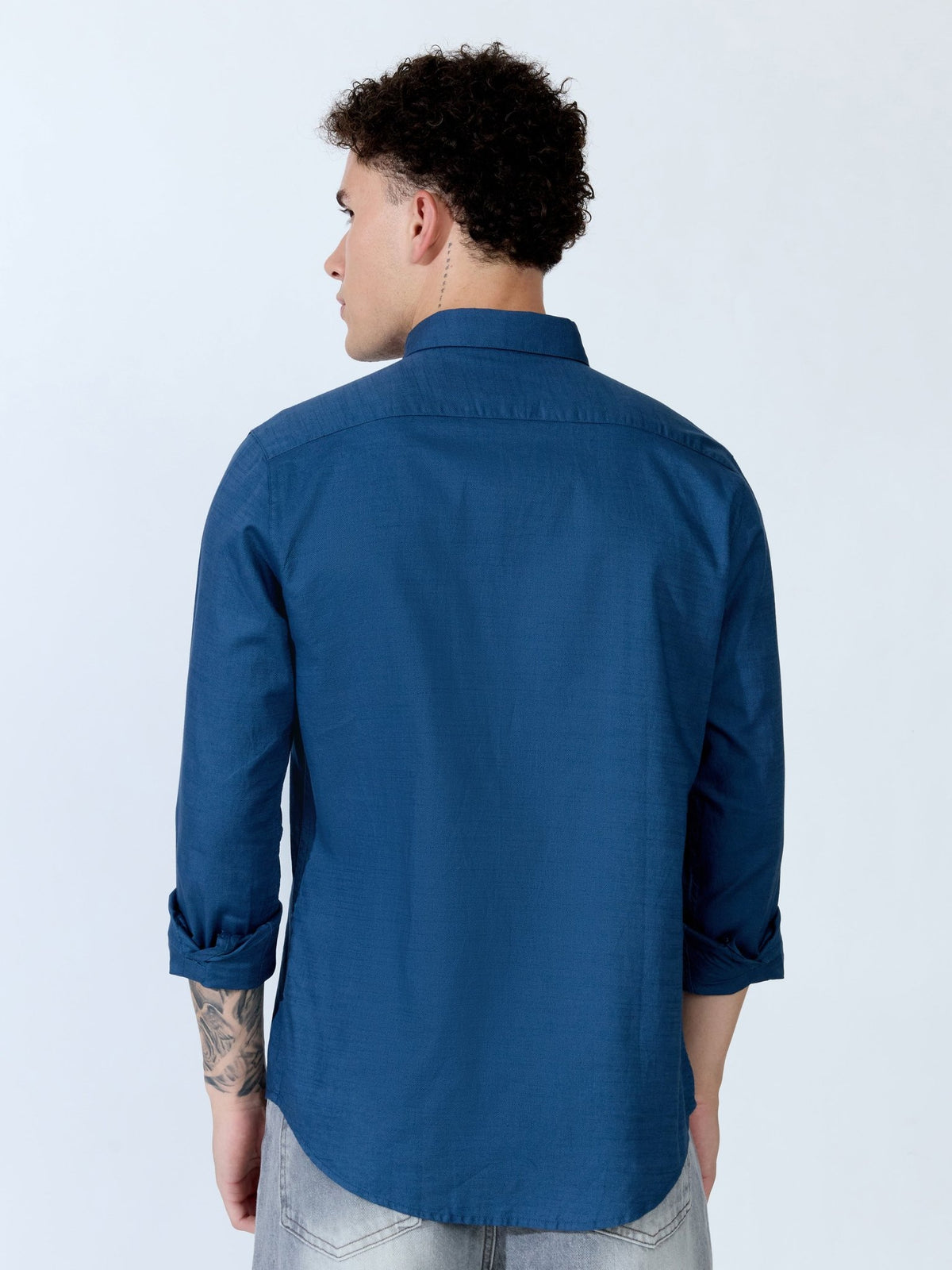 Farana - Navy Blue Dobby Shirt - Espanshe