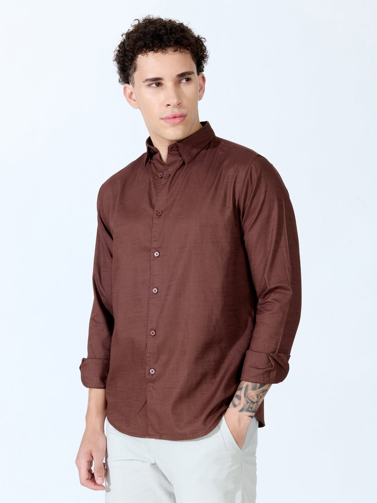 Farana - Brown Dobby Shirt - Espanshe