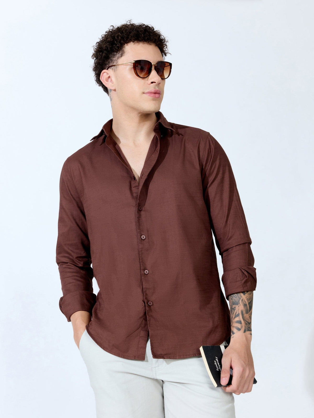 Farana - Brown Dobby Shirt - Espanshe