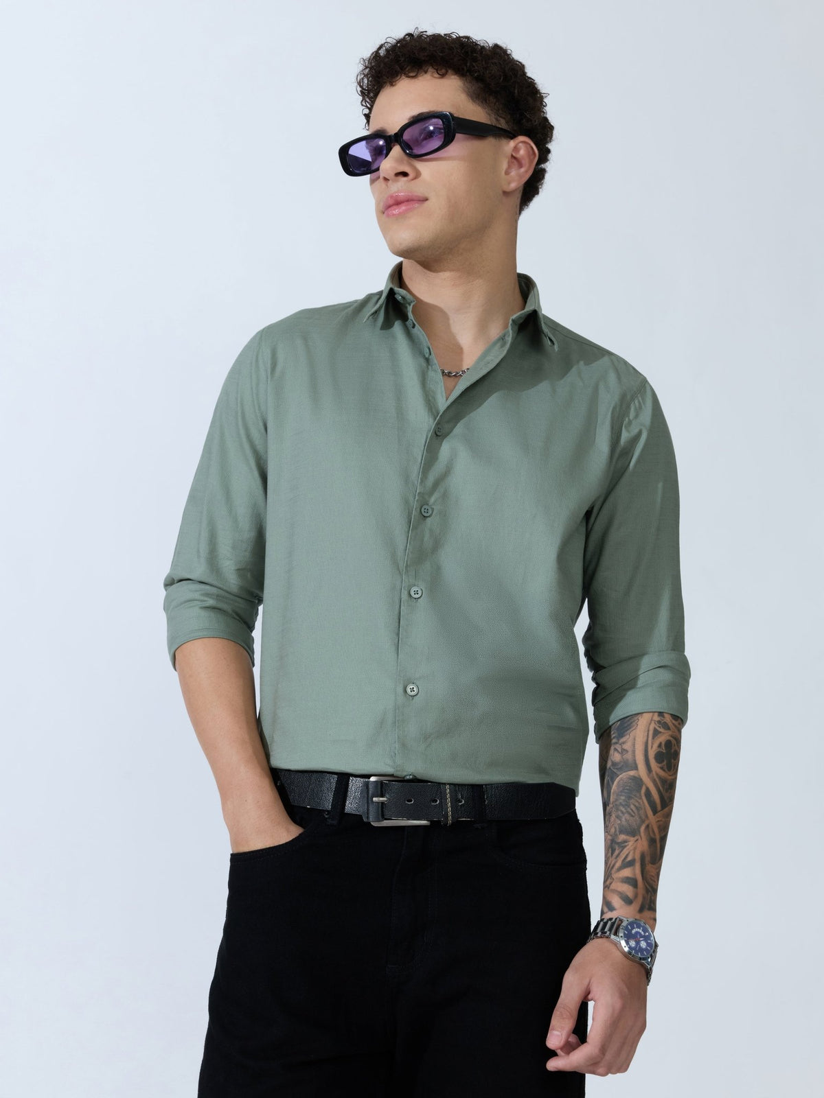 Farana - Green Dobby Shirt - Espanshe