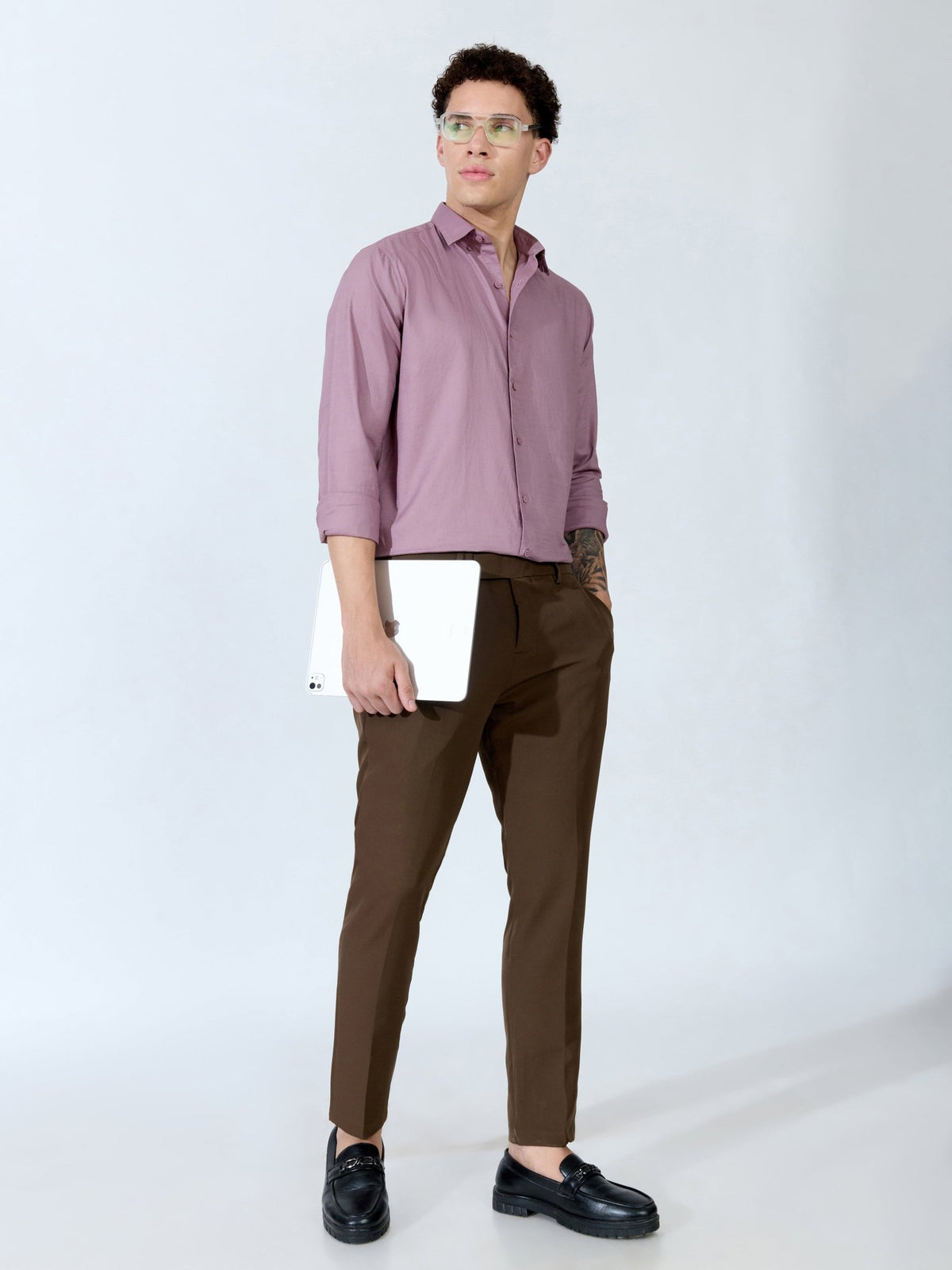 Farana - Dusty Plum Dobby Shirt - Espanshe