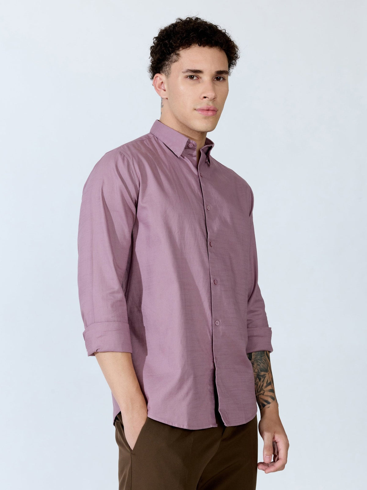 Farana - Dusty Plum Dobby Shirt - Espanshe